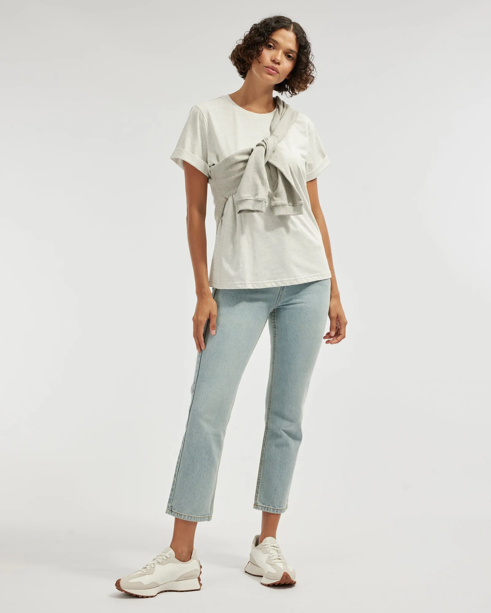 Cruz Rolled Sleeve Tee - Marle Grey