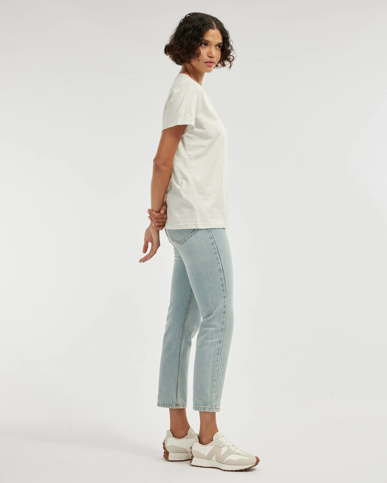Cruz Rolled Sleeve Tee - Marle Grey