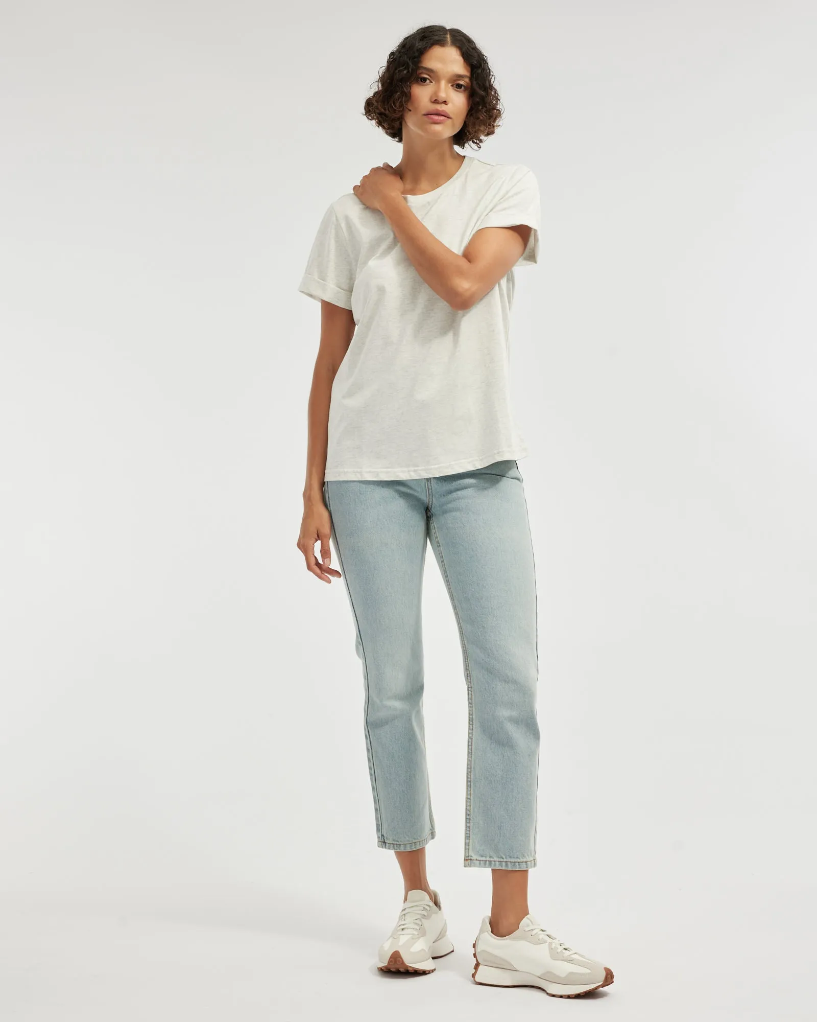 Cruz Rolled Sleeve Tee - Marle Grey