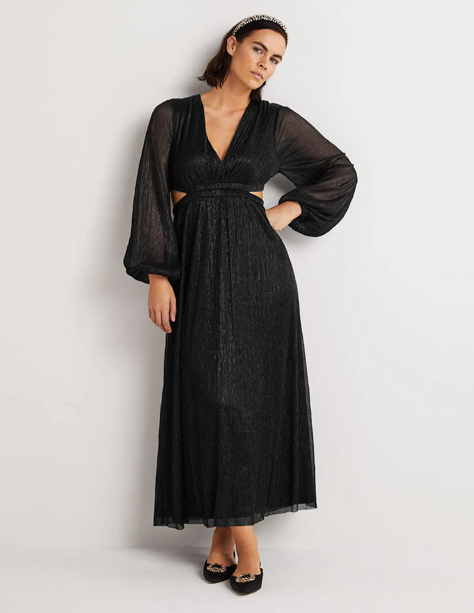 Cut-out Maxi Party Dress-Black