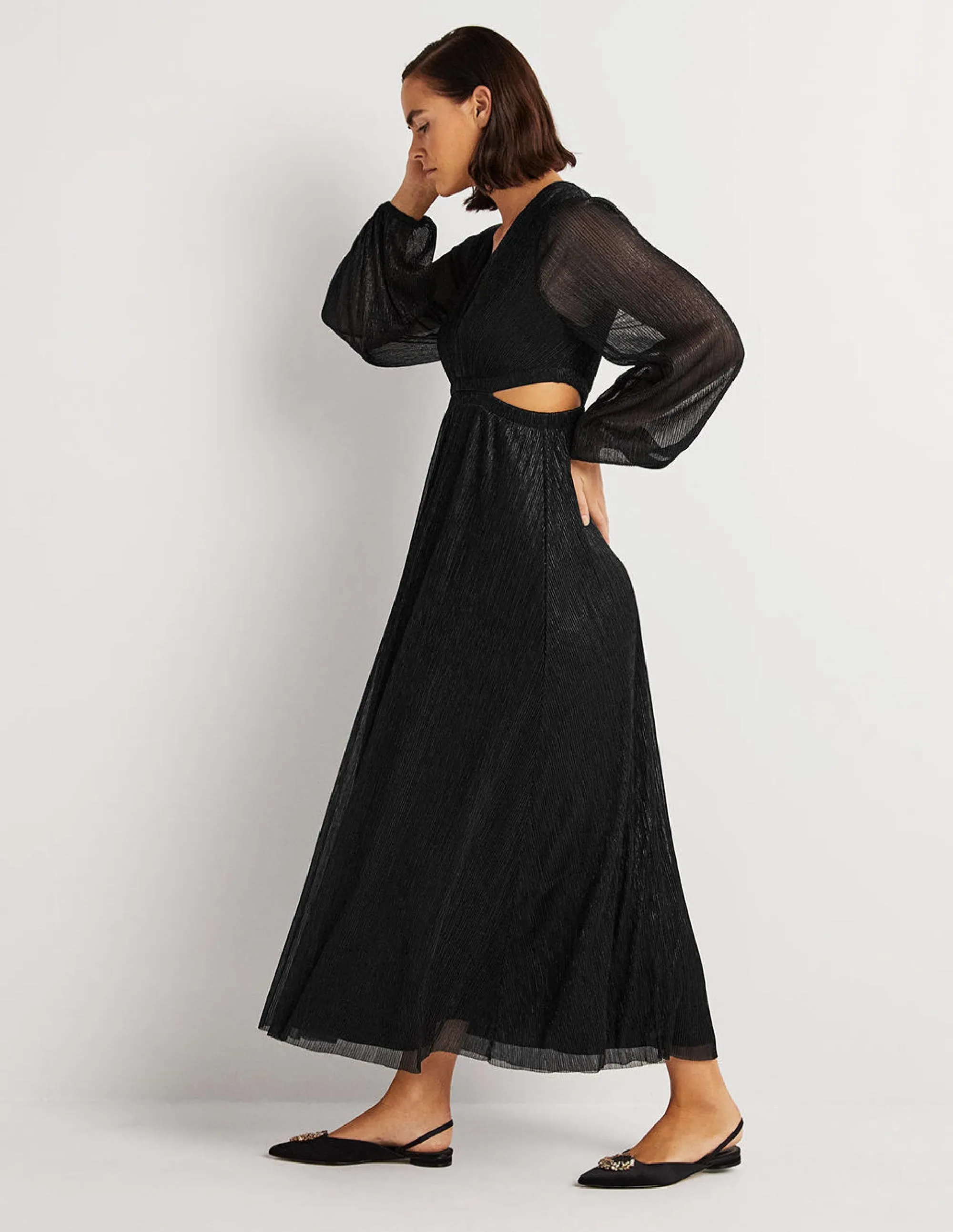 Cut-out Maxi Party Dress-Black