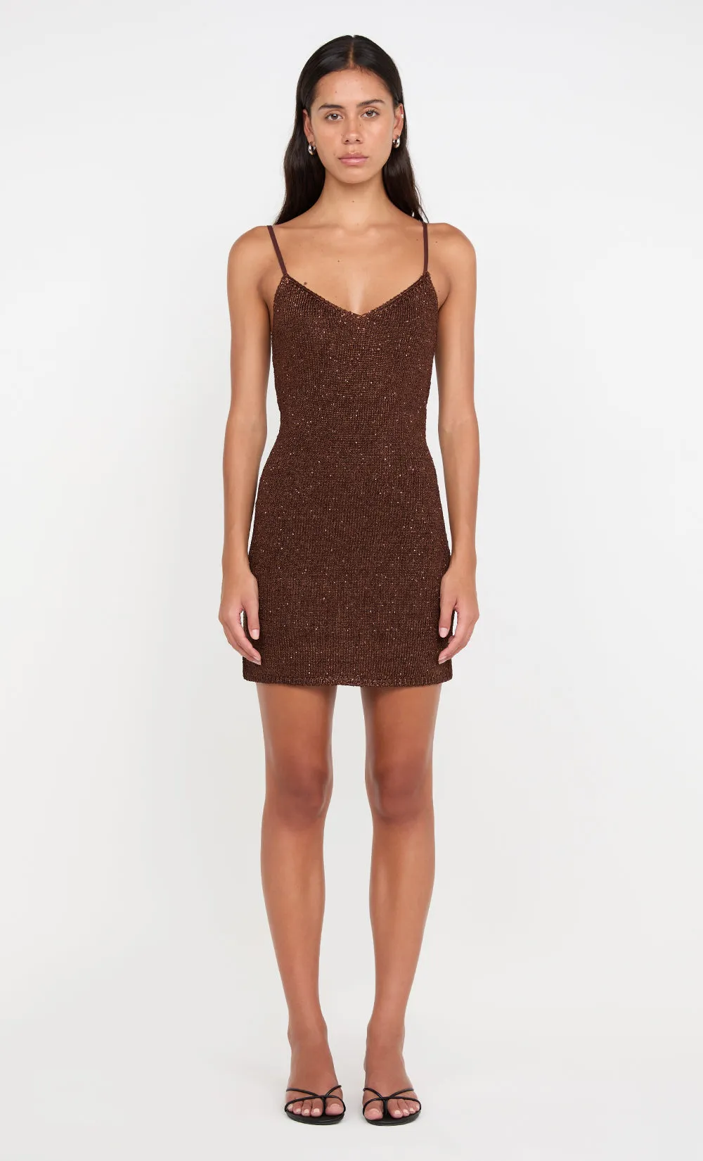 DELFINA SEQUIN MINI DRESS - CHOCOLATE