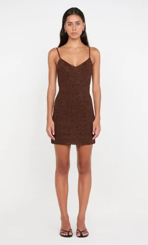 DELFINA SEQUIN MINI DRESS - CHOCOLATE
