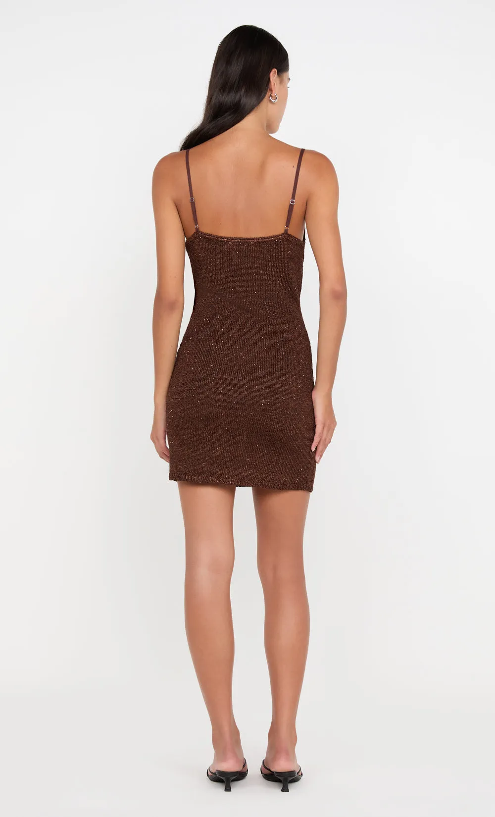 DELFINA SEQUIN MINI DRESS - CHOCOLATE