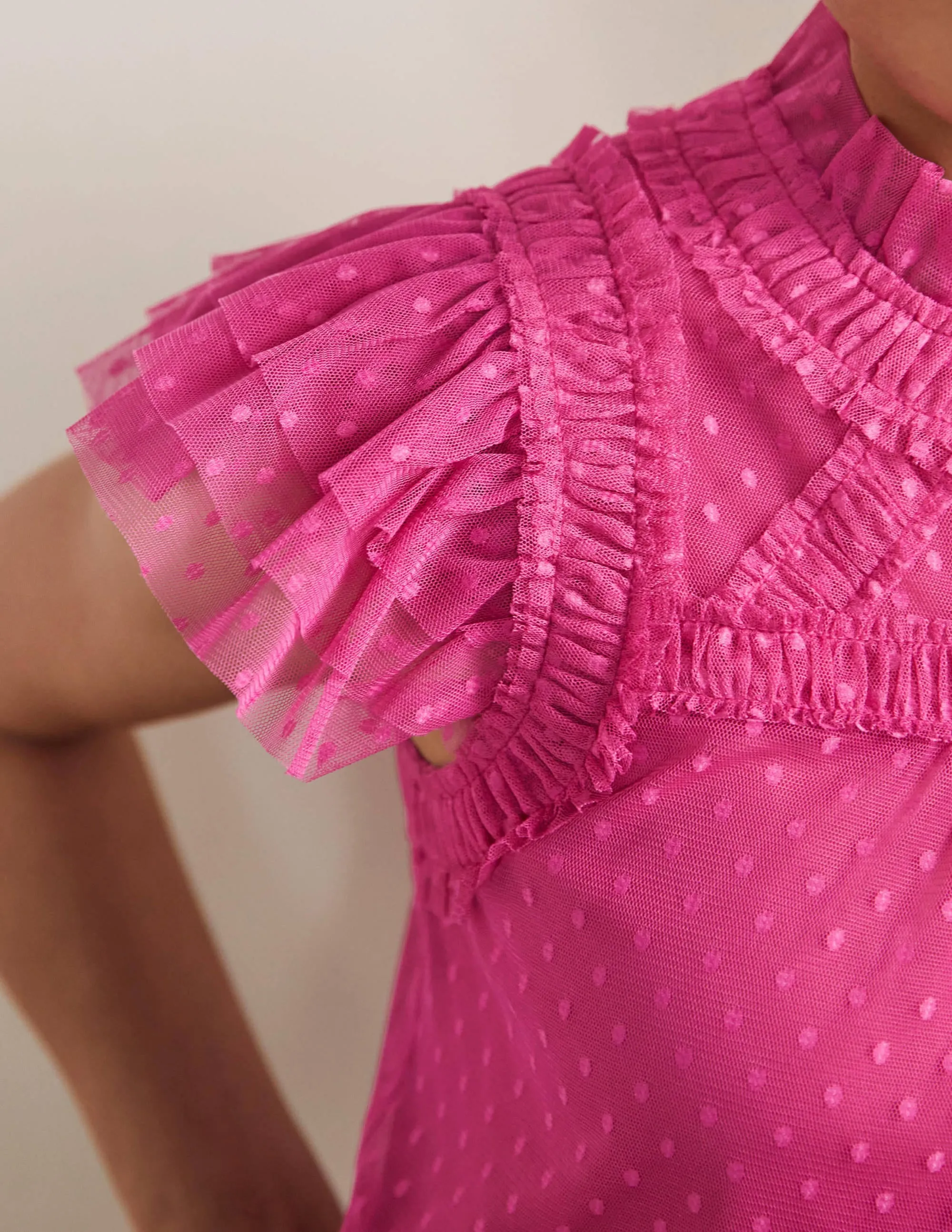 Edie Sleeveless Tulle Top-Party Pink