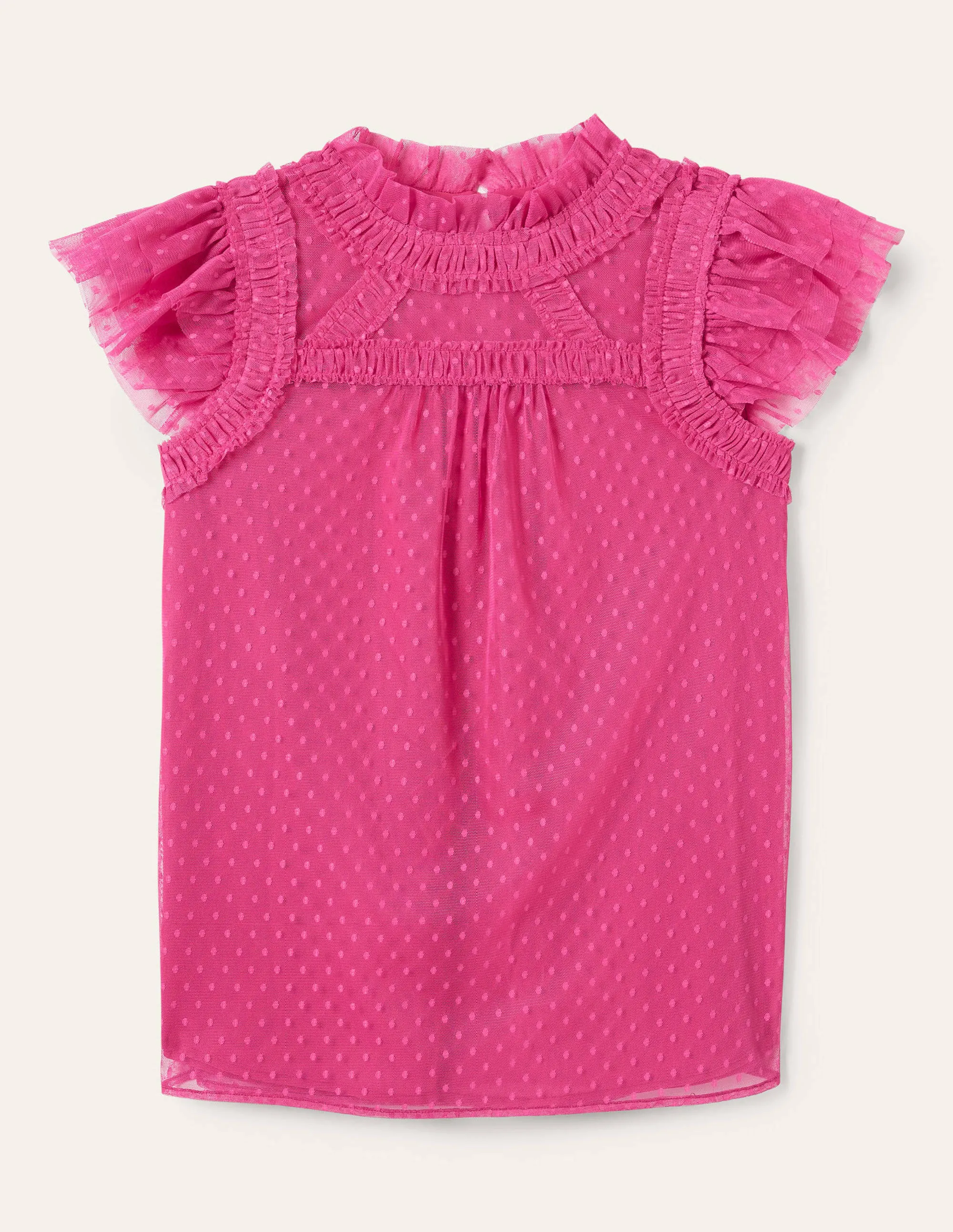 Edie Sleeveless Tulle Top-Party Pink