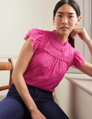 Edie Sleeveless Tulle Top-Party Pink