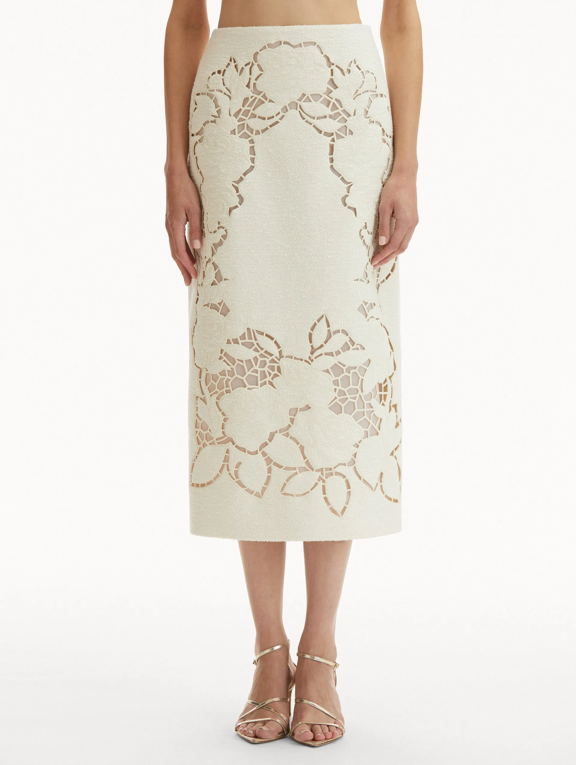English Rose Cutout Tweed Skirt
