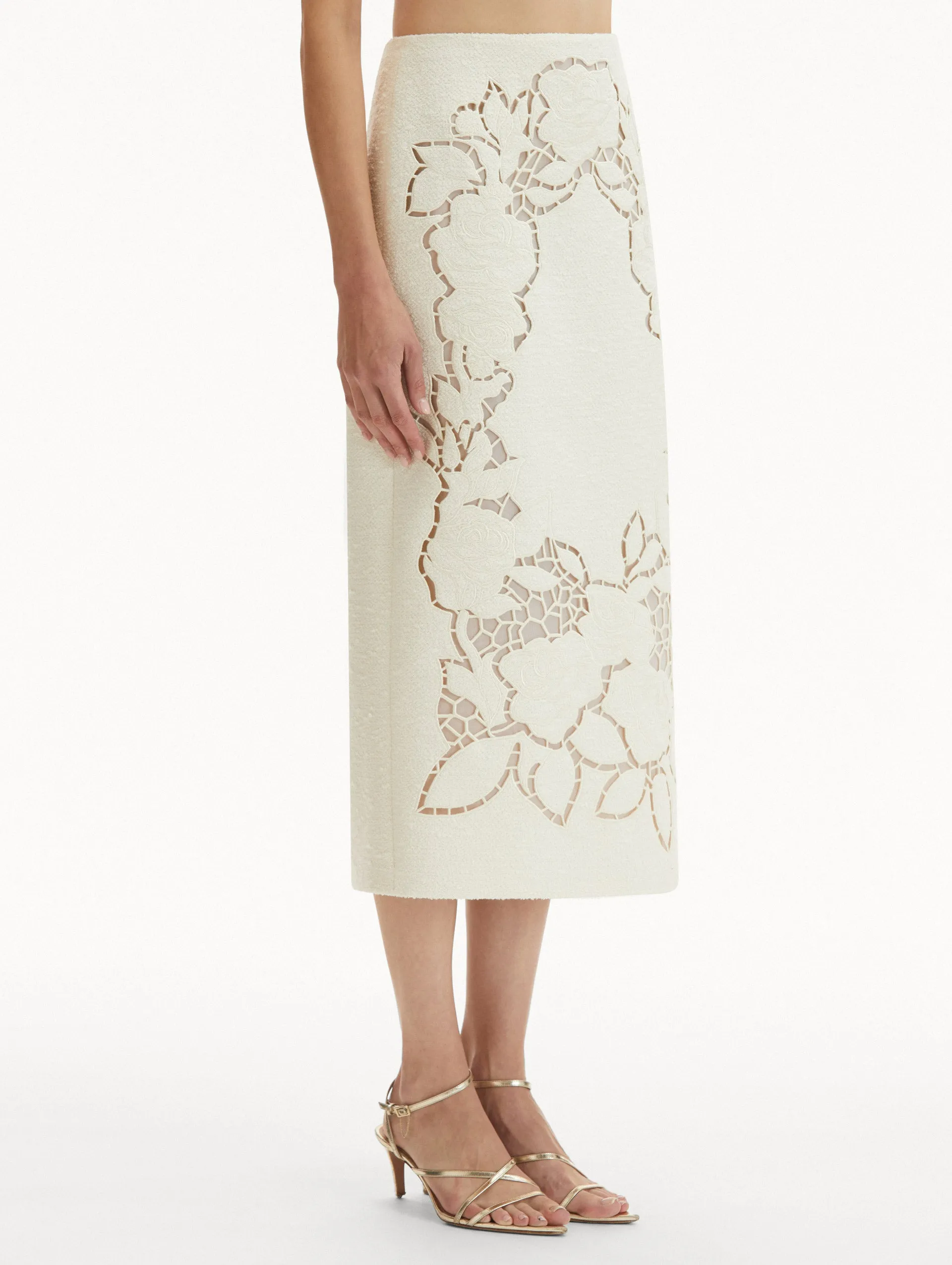 English Rose Cutout Tweed Skirt