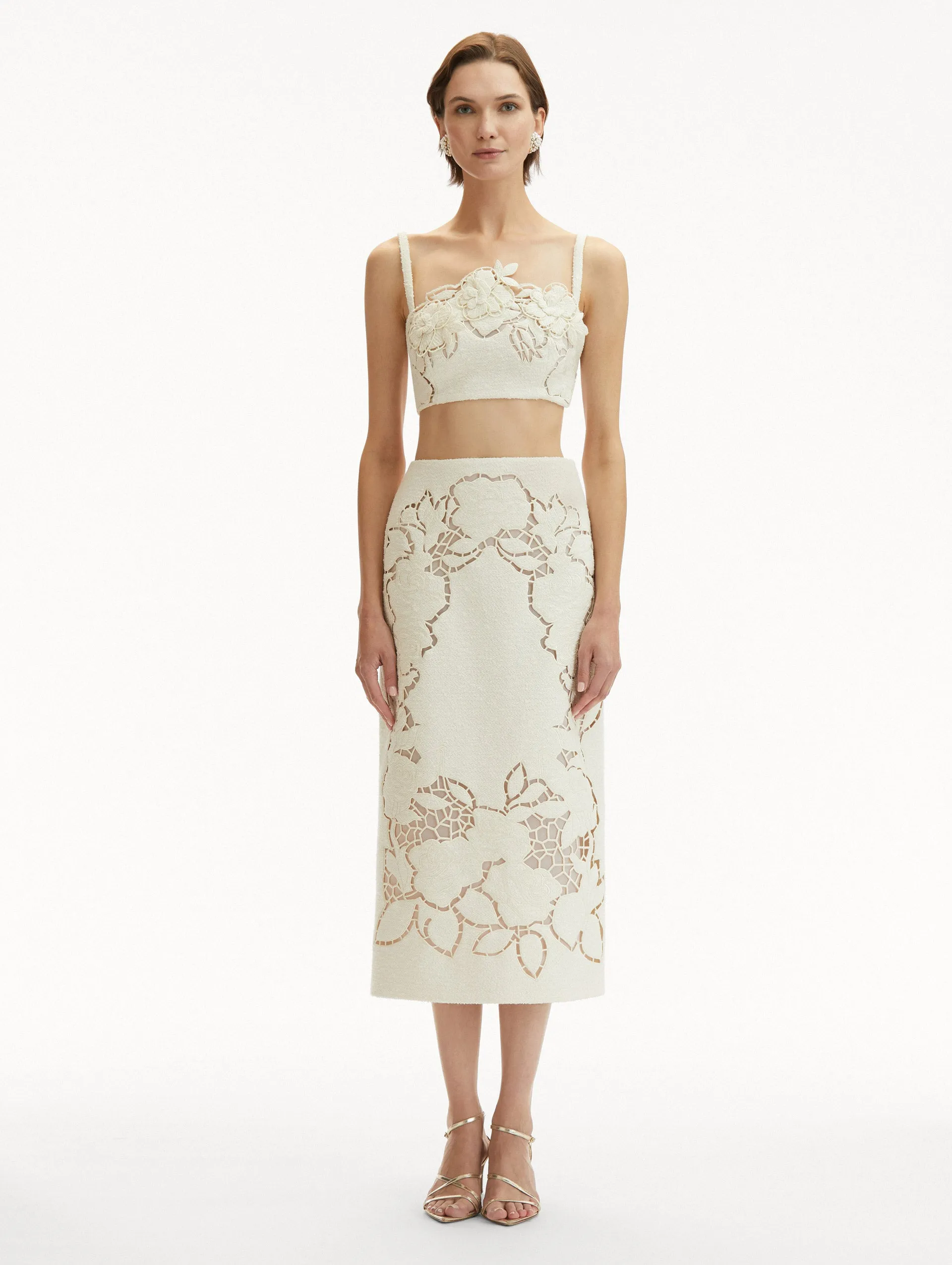 English Rose Cutout Tweed Skirt