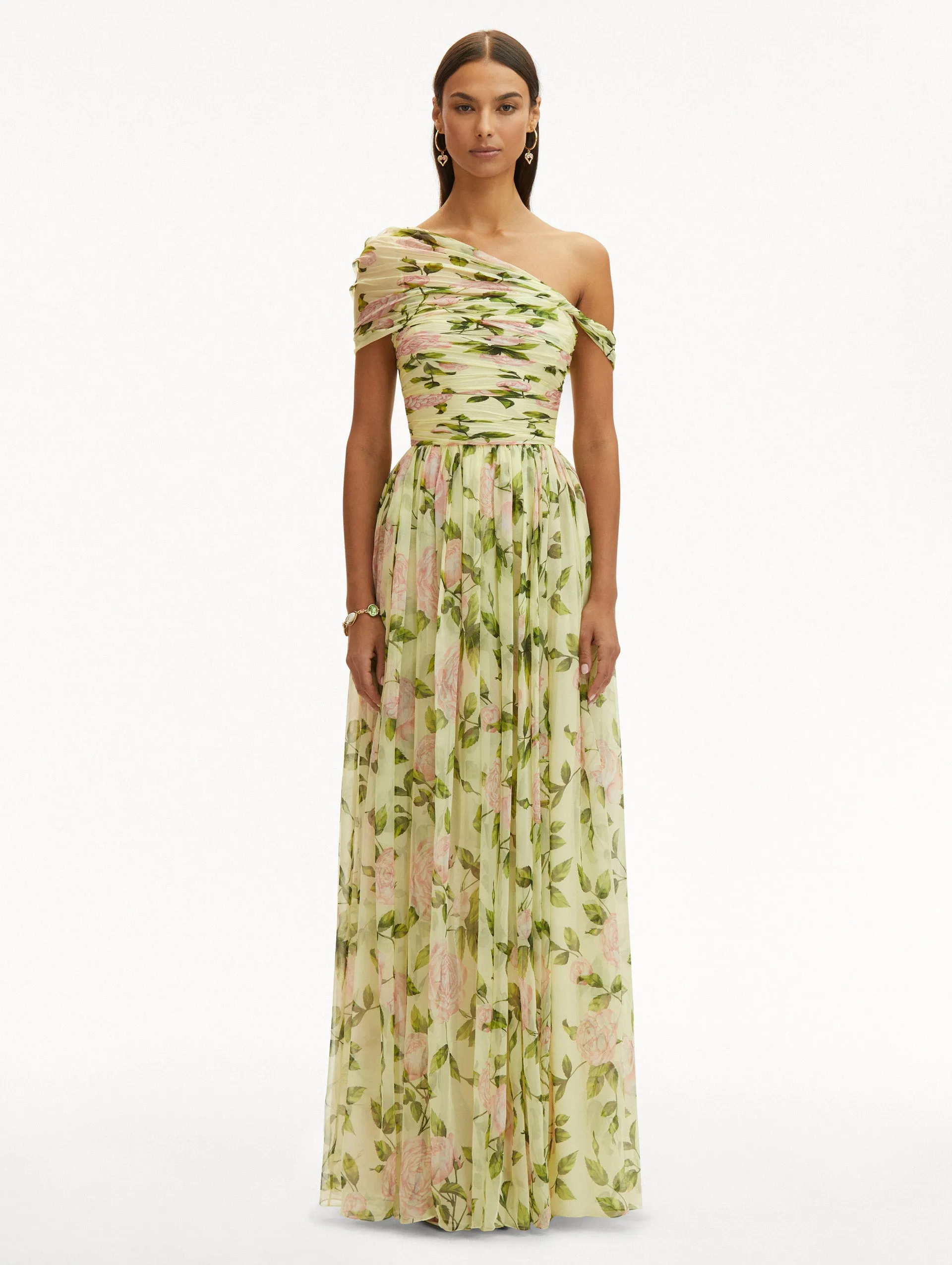 English Rose Silk Chiffon Gown