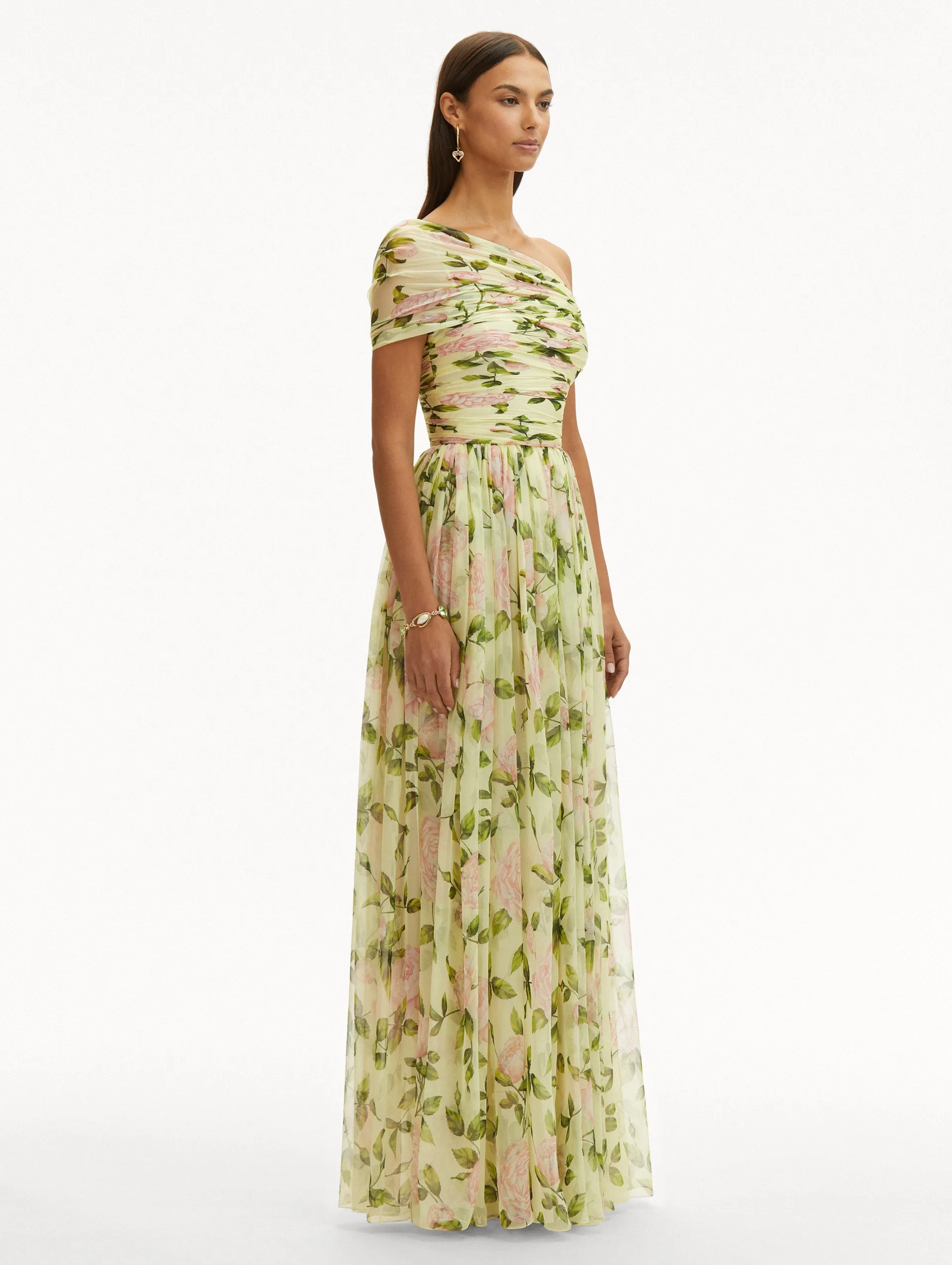 English Rose Silk Chiffon Gown