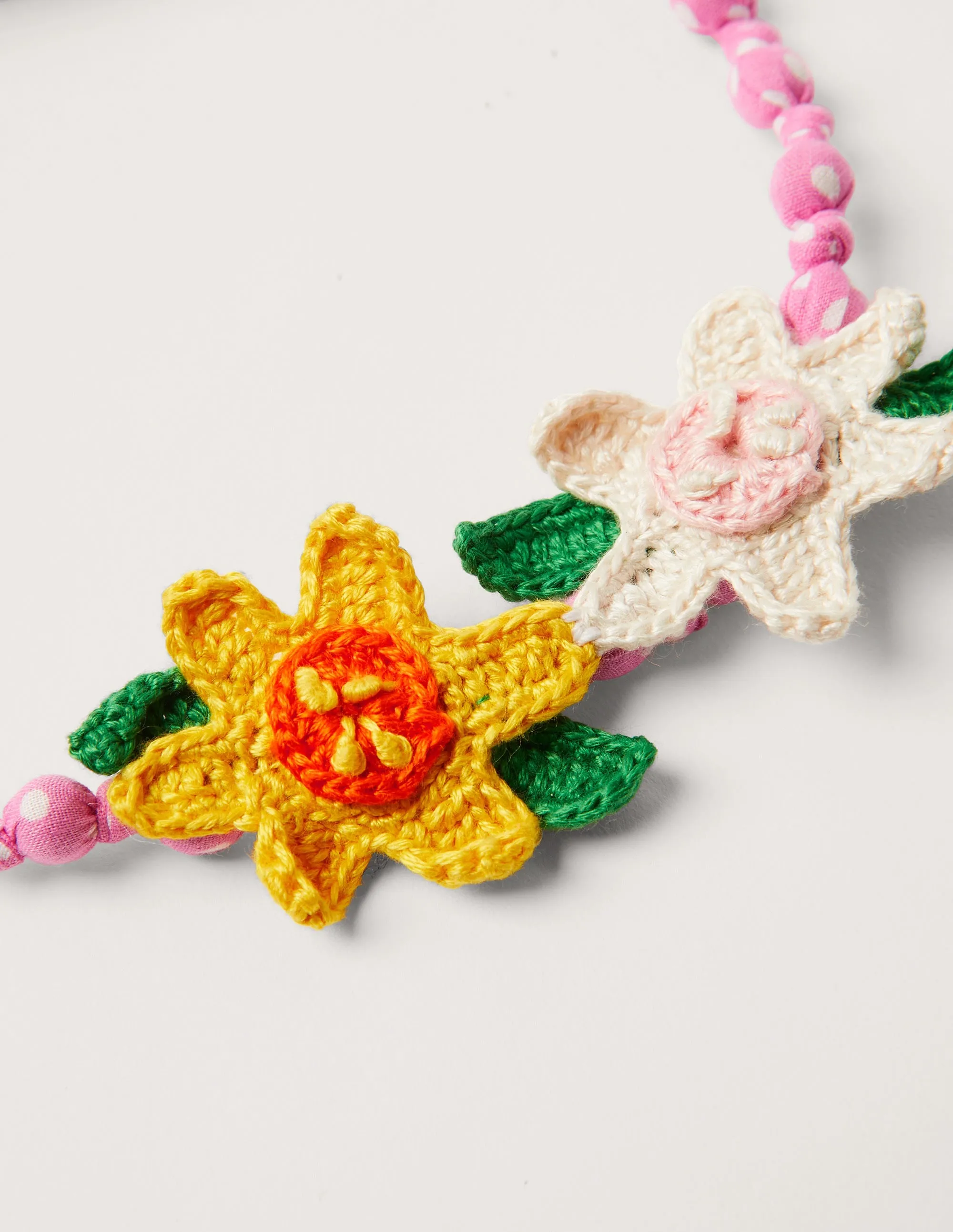 Fabric Necklace-Pink Flowers