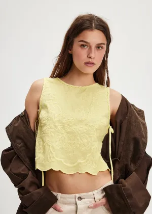 Faded Gardens Embroidered Tank - Summer Lemonade