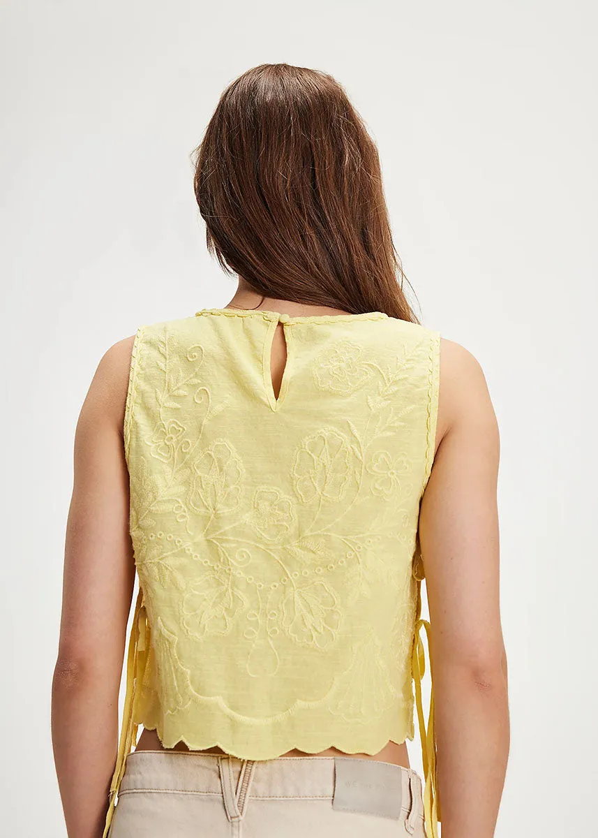 Faded Gardens Embroidered Tank - Summer Lemonade