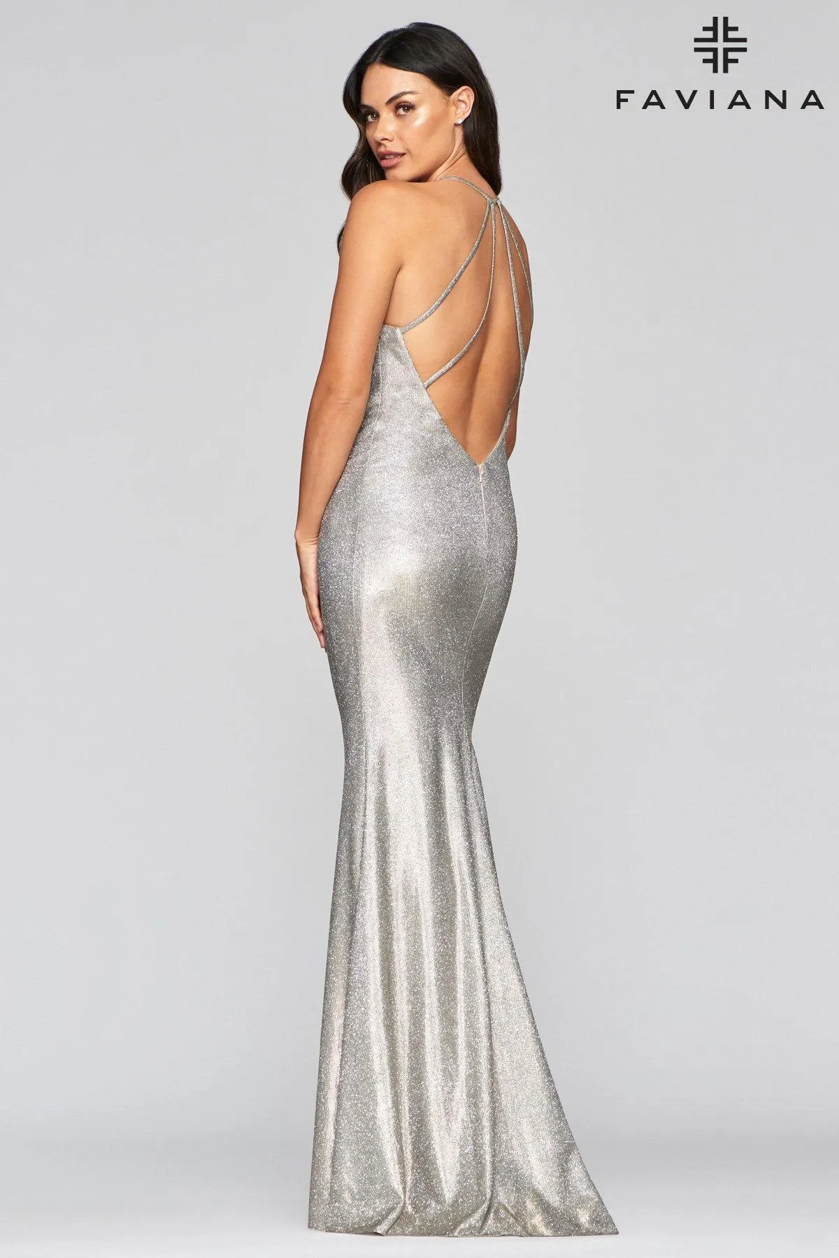 Faviana S10455 Long Formal Fitted Glitter Prom Gown Sale