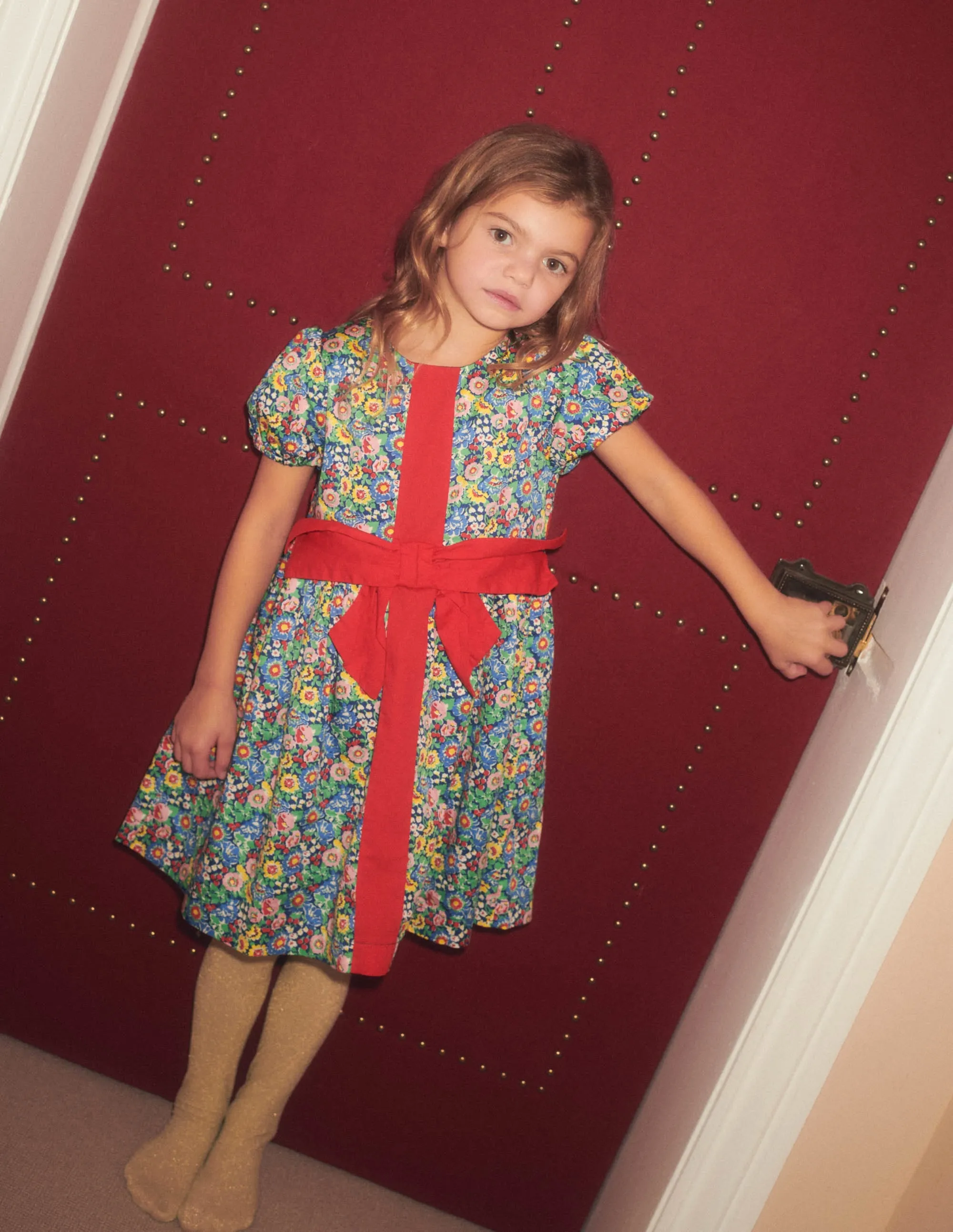 Floral Bow Party Dress-Multi Floral Bow