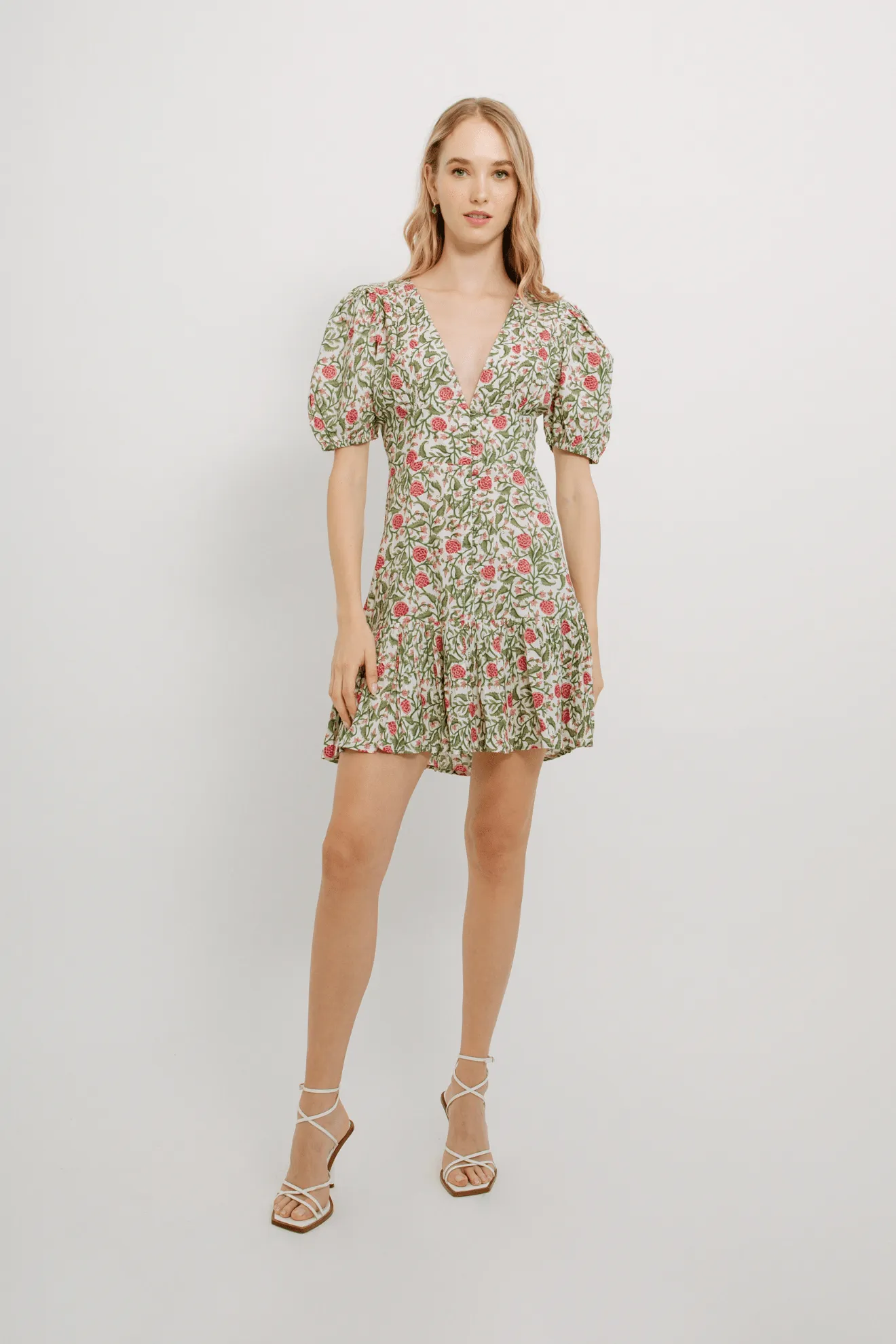Flower Short Dress White