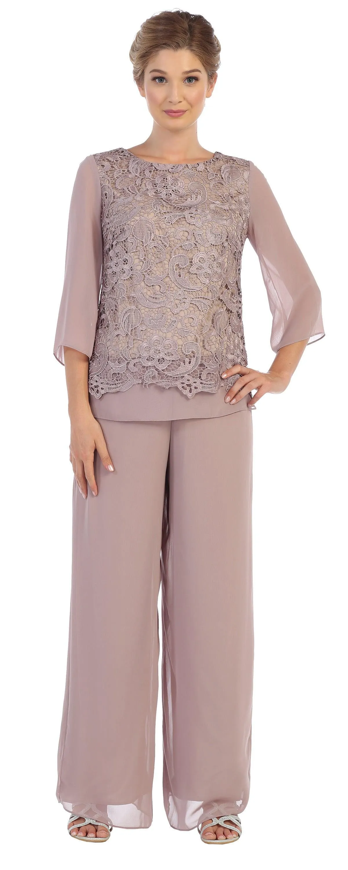 Formal Mother of the Bride Lace Pant Suit