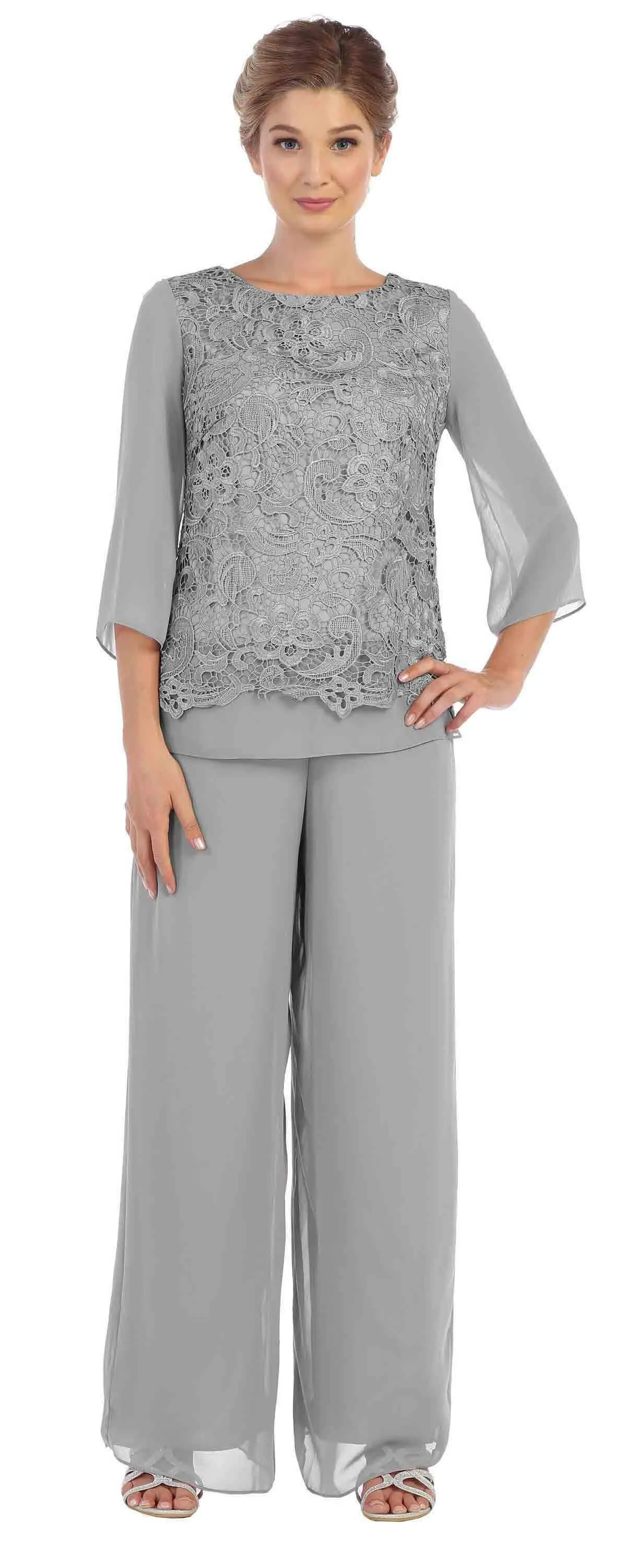 Formal Mother of the Bride Lace Pant Suit