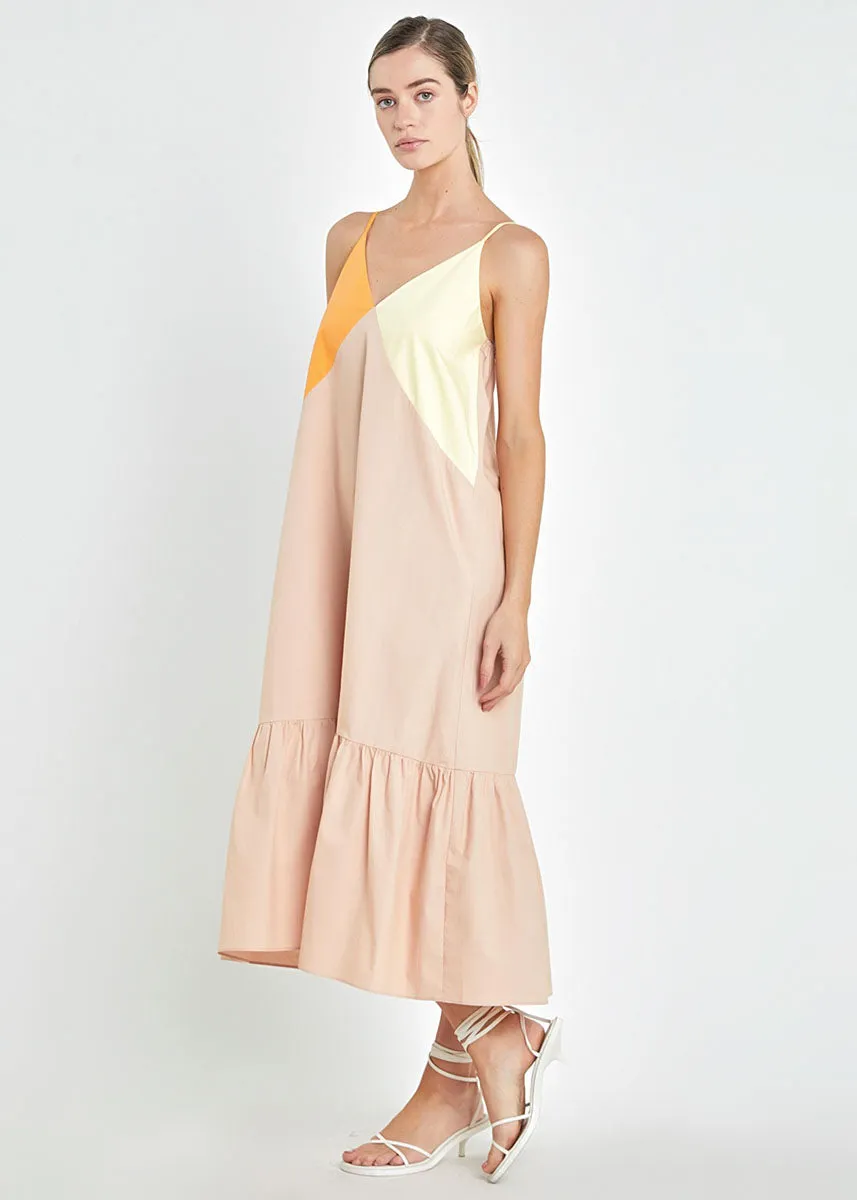Francine Color Block Maxi Dress - Orange Multi