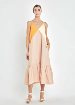 Francine Color Block Maxi Dress - Orange Multi