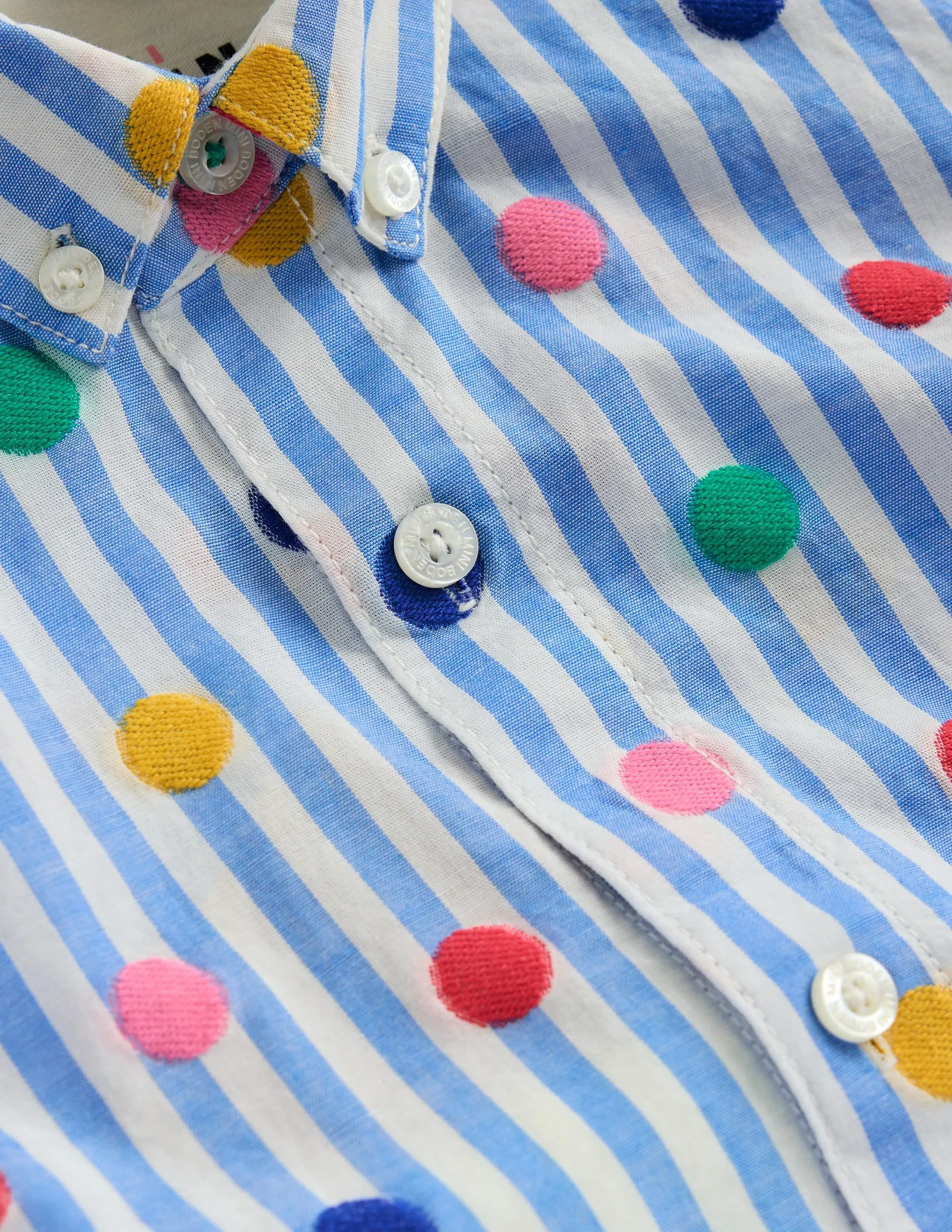 Fun Cotton Shirt-Peacock Plume Blue Spot