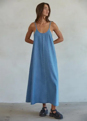 Gracie Denim Maxi Dress - Blue Denim