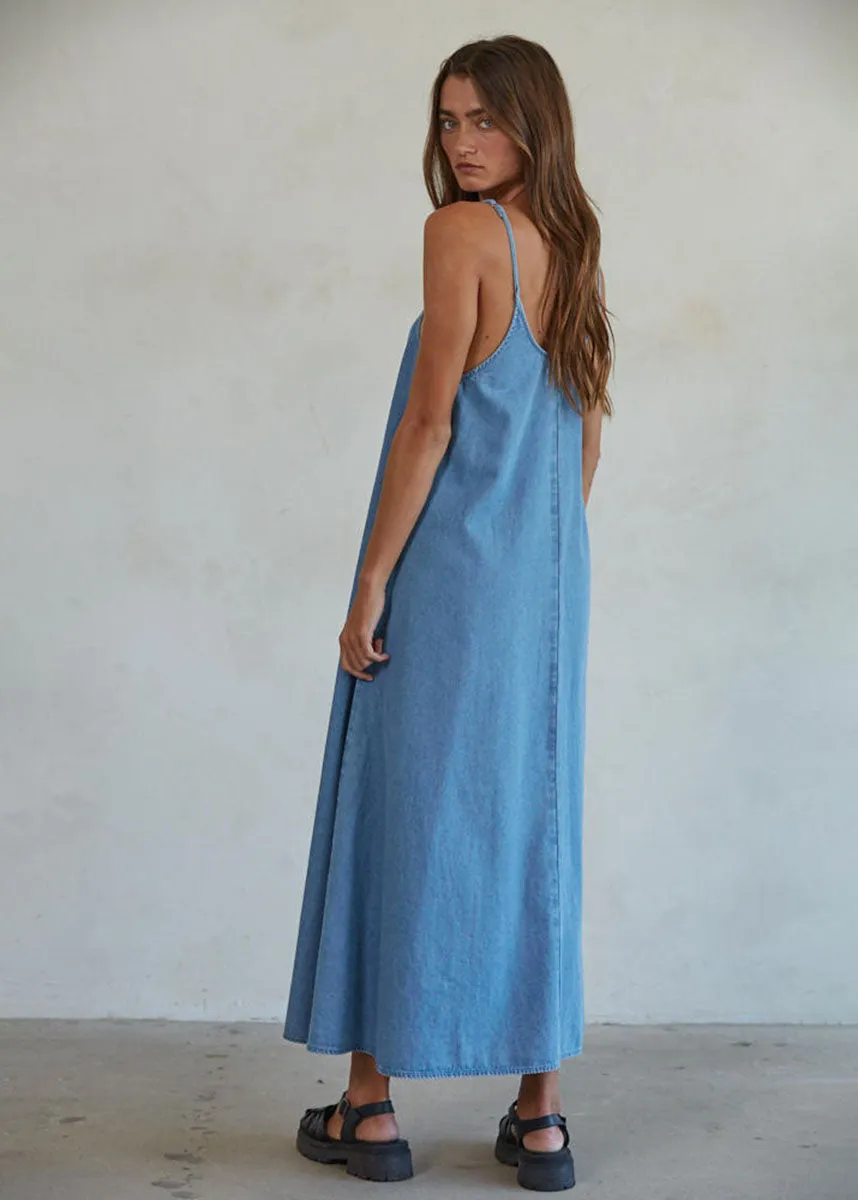 Gracie Denim Maxi Dress - Blue Denim