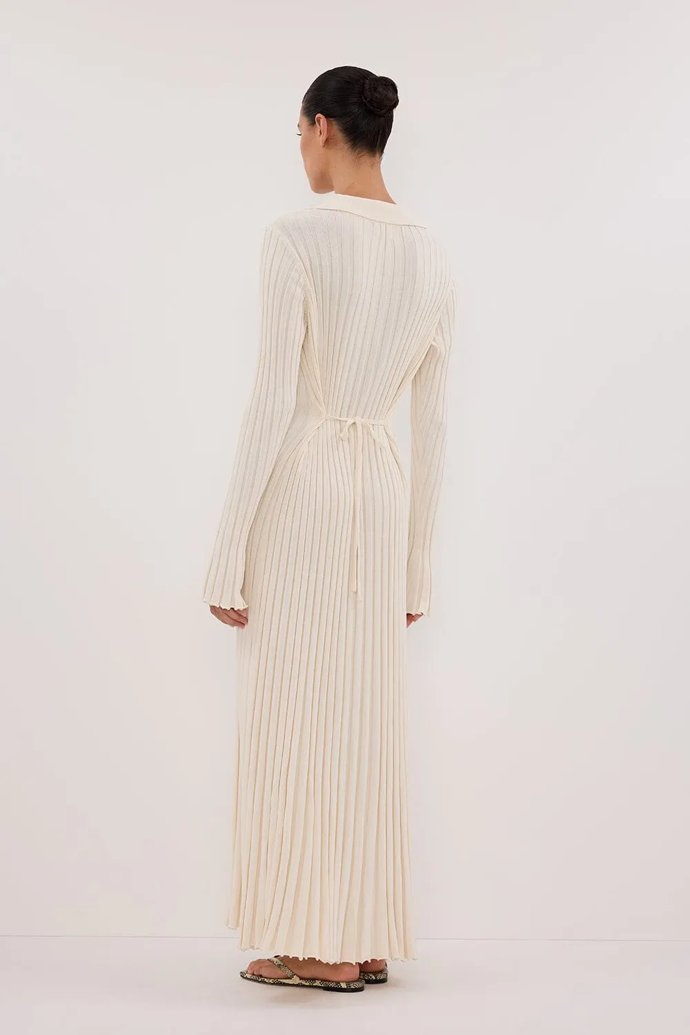 HAL PLASTER LONG SLEEVE KNIT MIDI DRESS