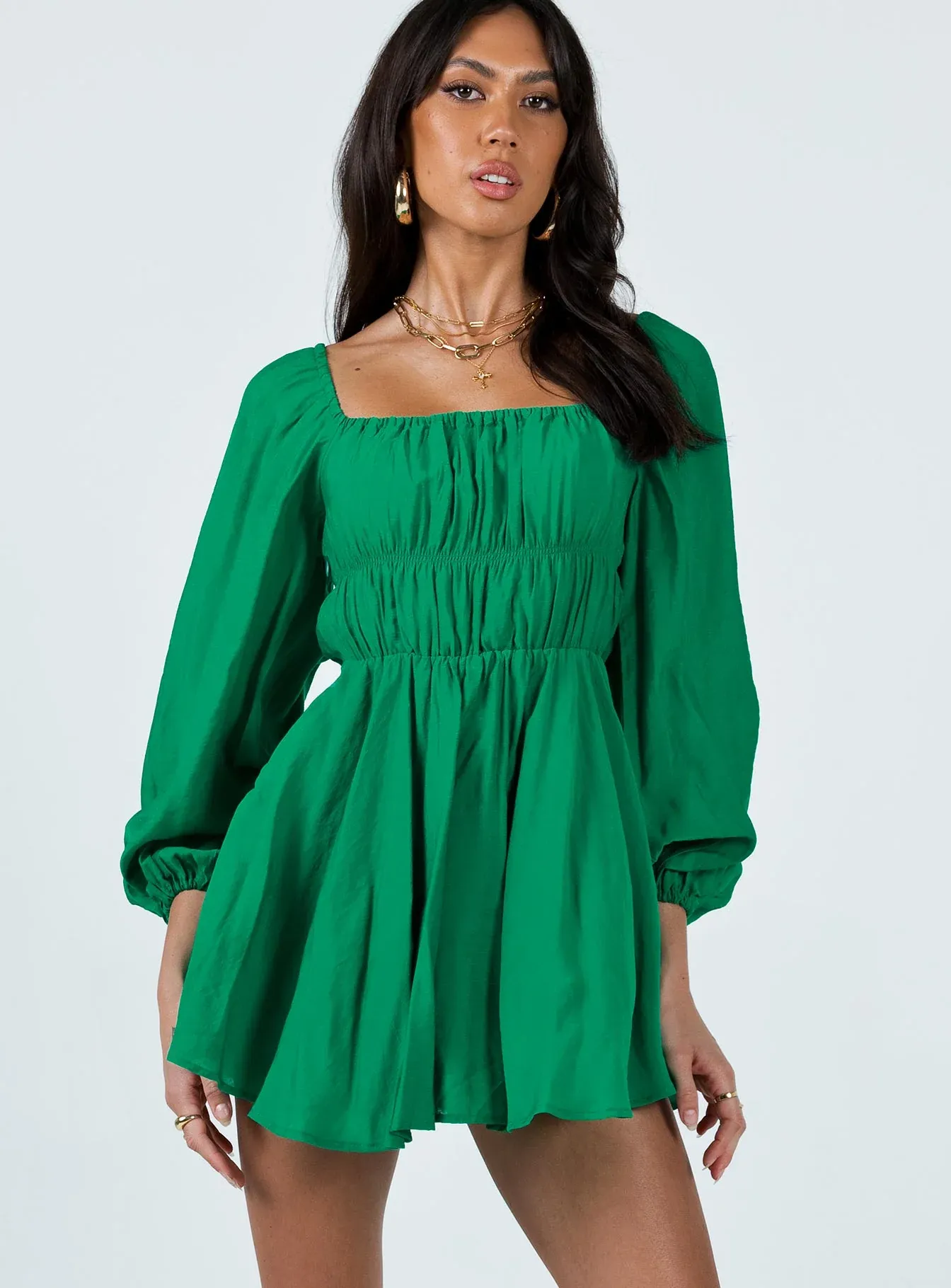 Halton Long Sleeve Mini Dress Green