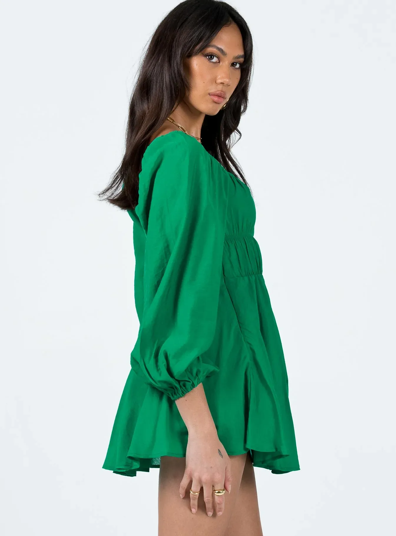 Halton Long Sleeve Mini Dress Green