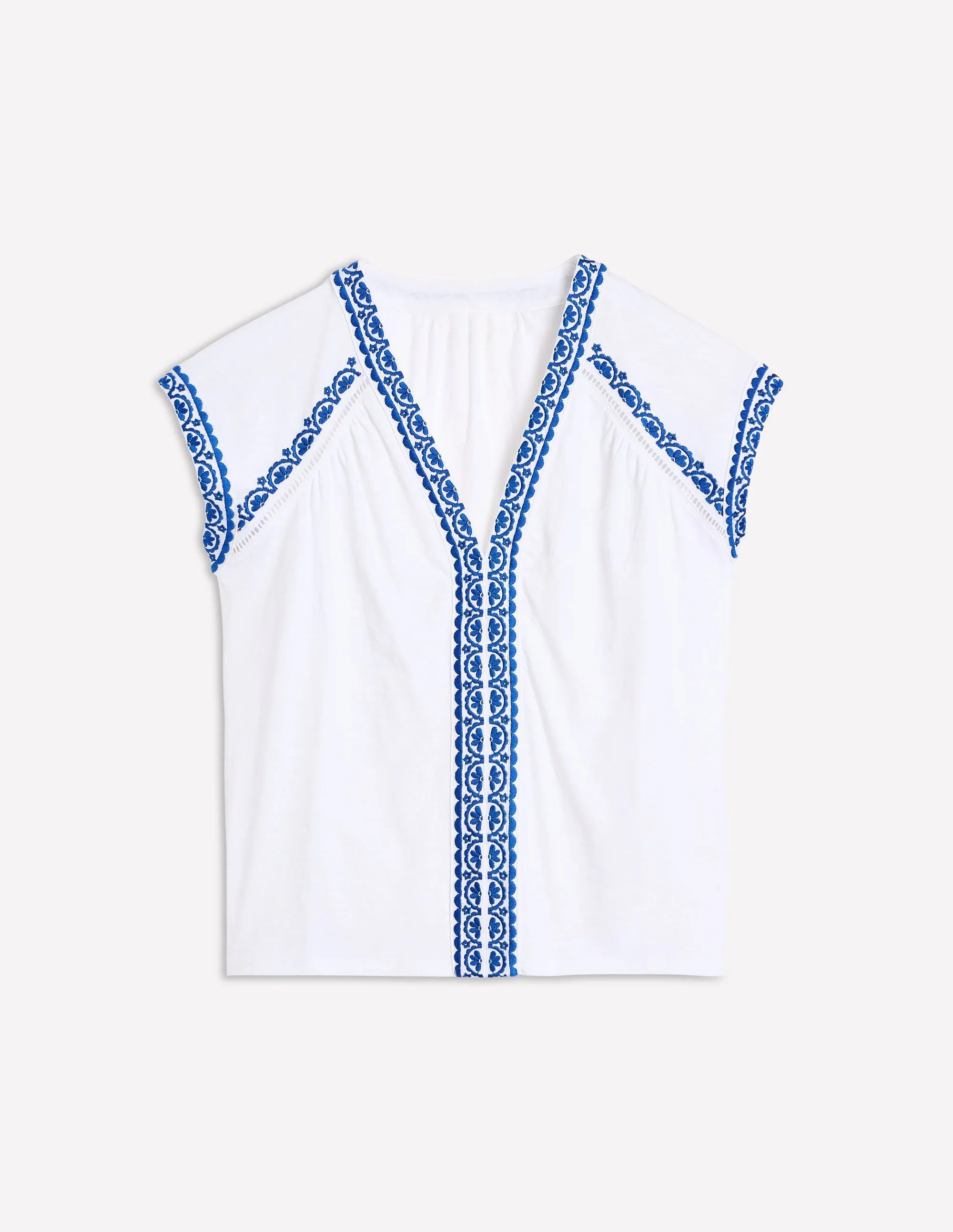 Hazel Cotton Embroidered Top-White