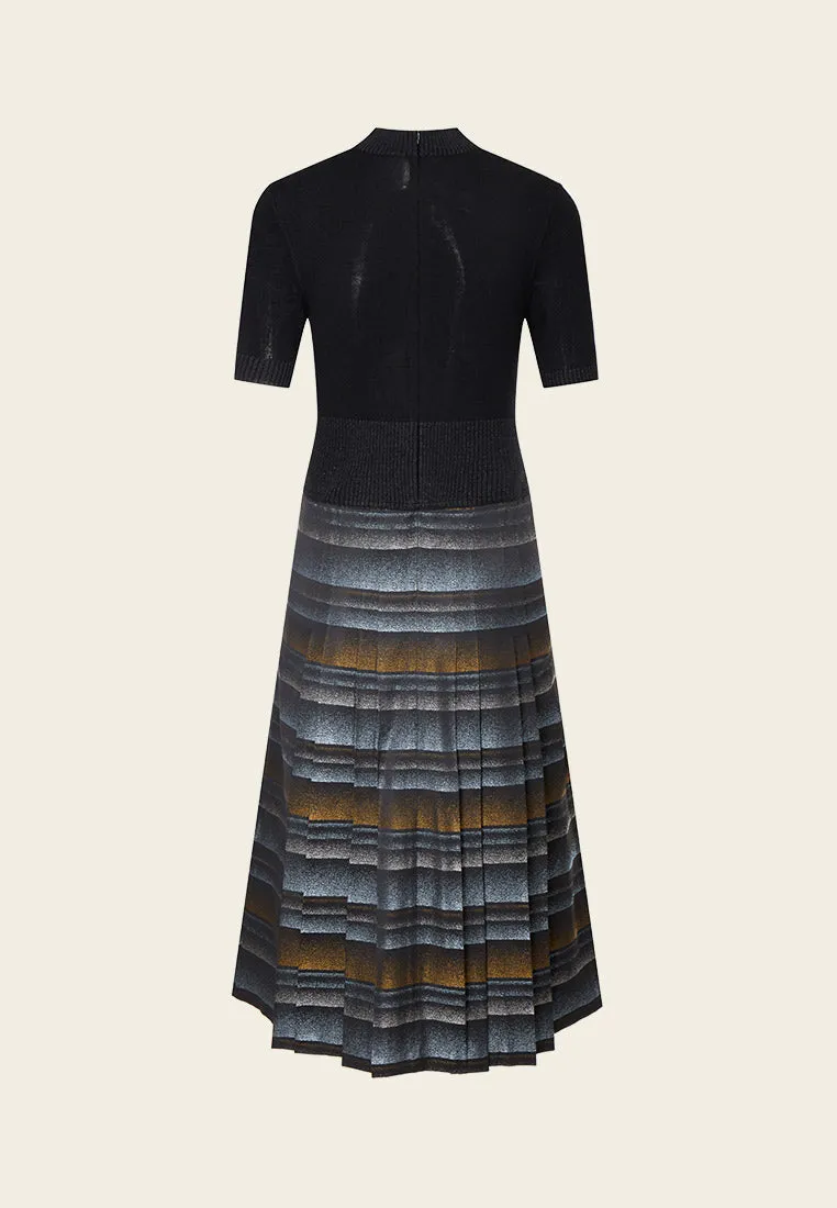 High-neck Wool Knit Ombré Dress