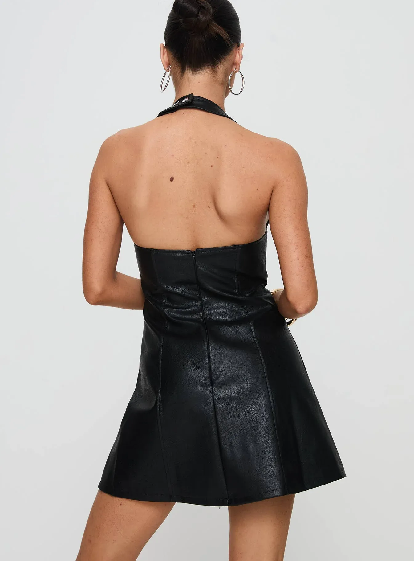 Hit Different Faux Leather Mini Dress Black