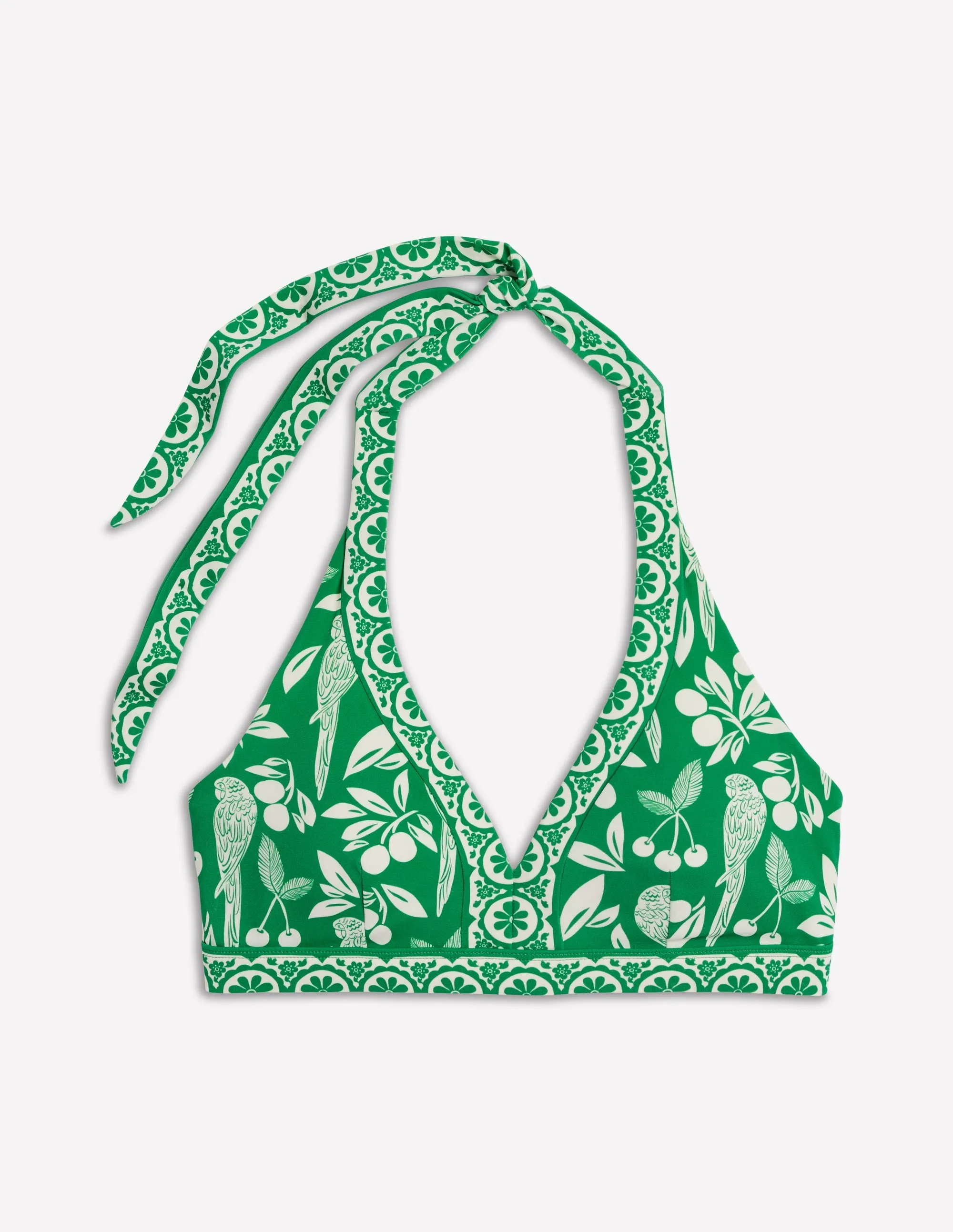 Ios V Panel Bikini Top-Rich Emerald. Ornate Tropics