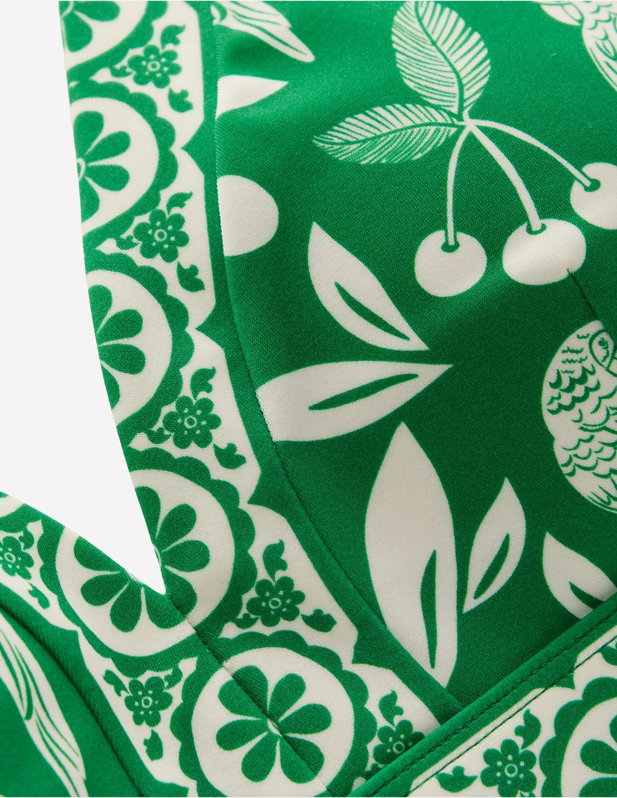 Ios V Panel Bikini Top-Rich Emerald. Ornate Tropics