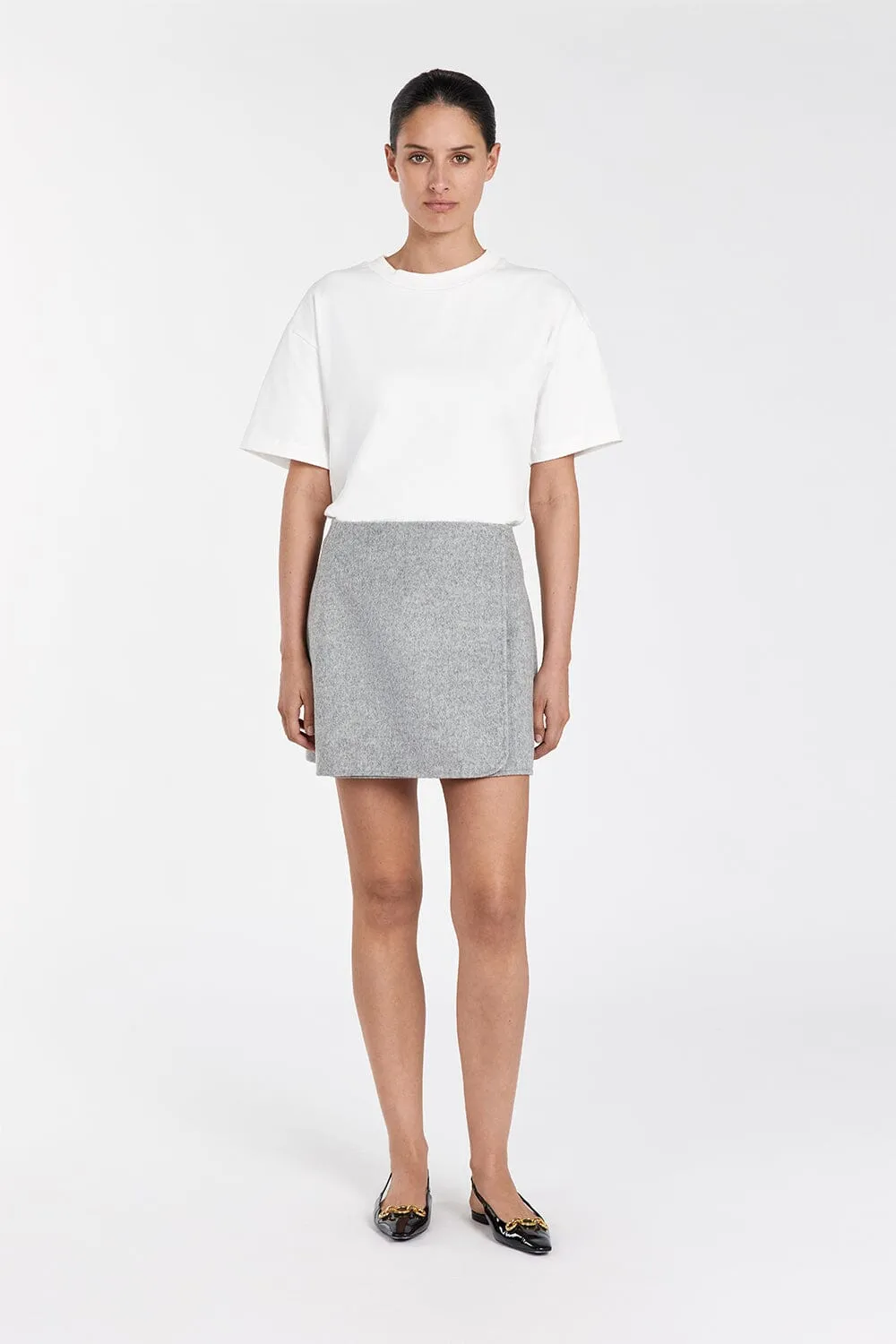 JERI SILVER WOOL MINI SKIRT
