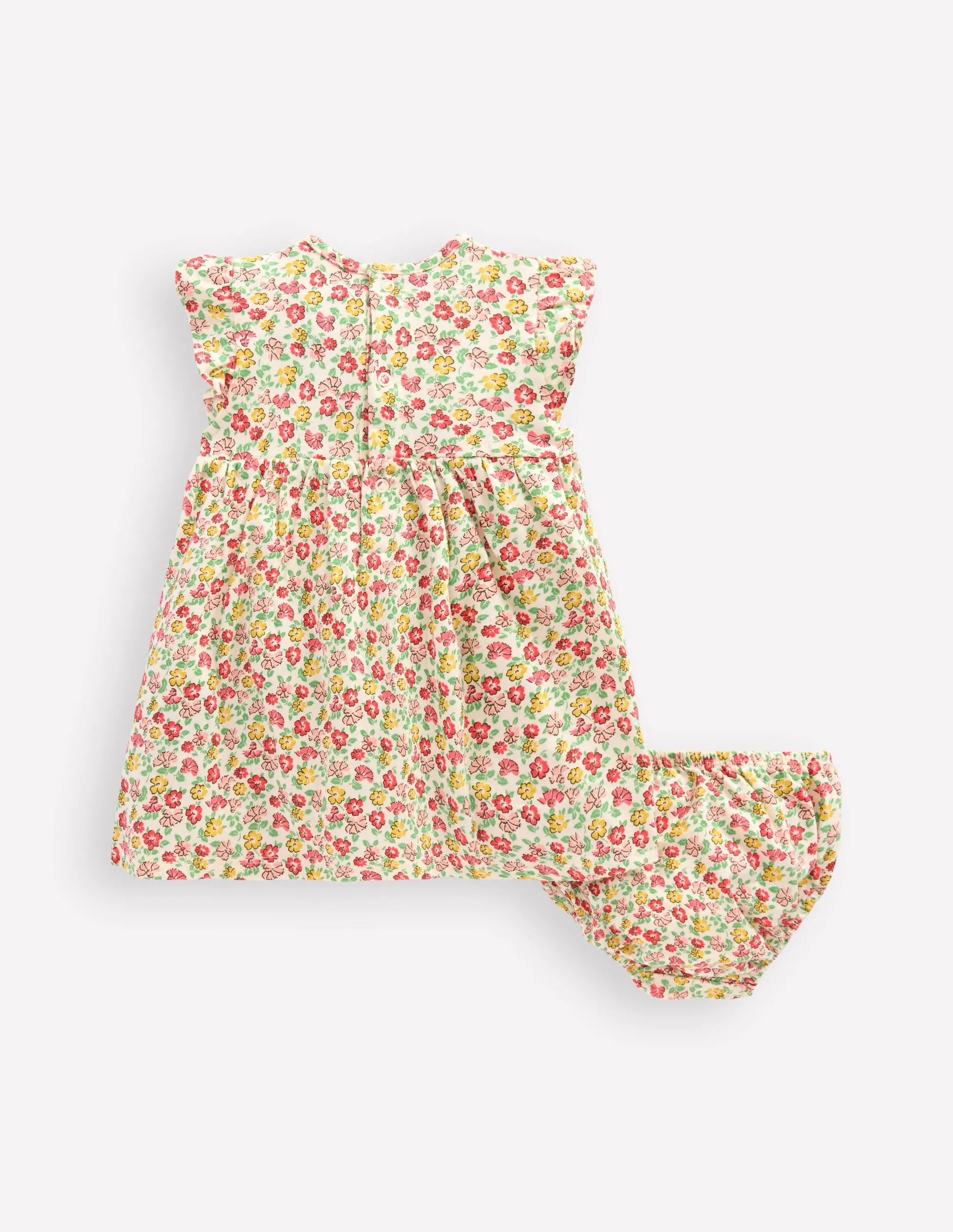Jersey Frill Sleeve Dress-Multi Summer Flowerbed