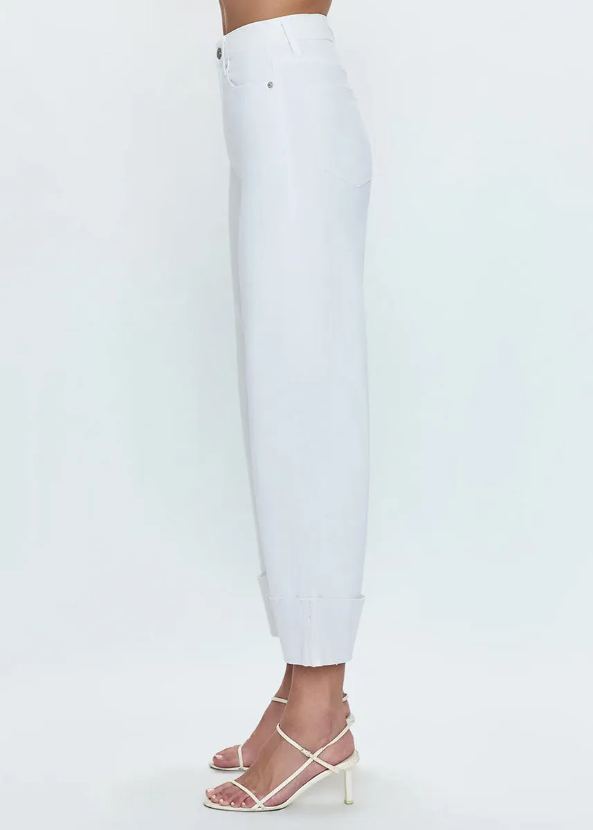 Lana Cropped Cuff High-Rise Ultra Wide Leg Jean - Vivid White