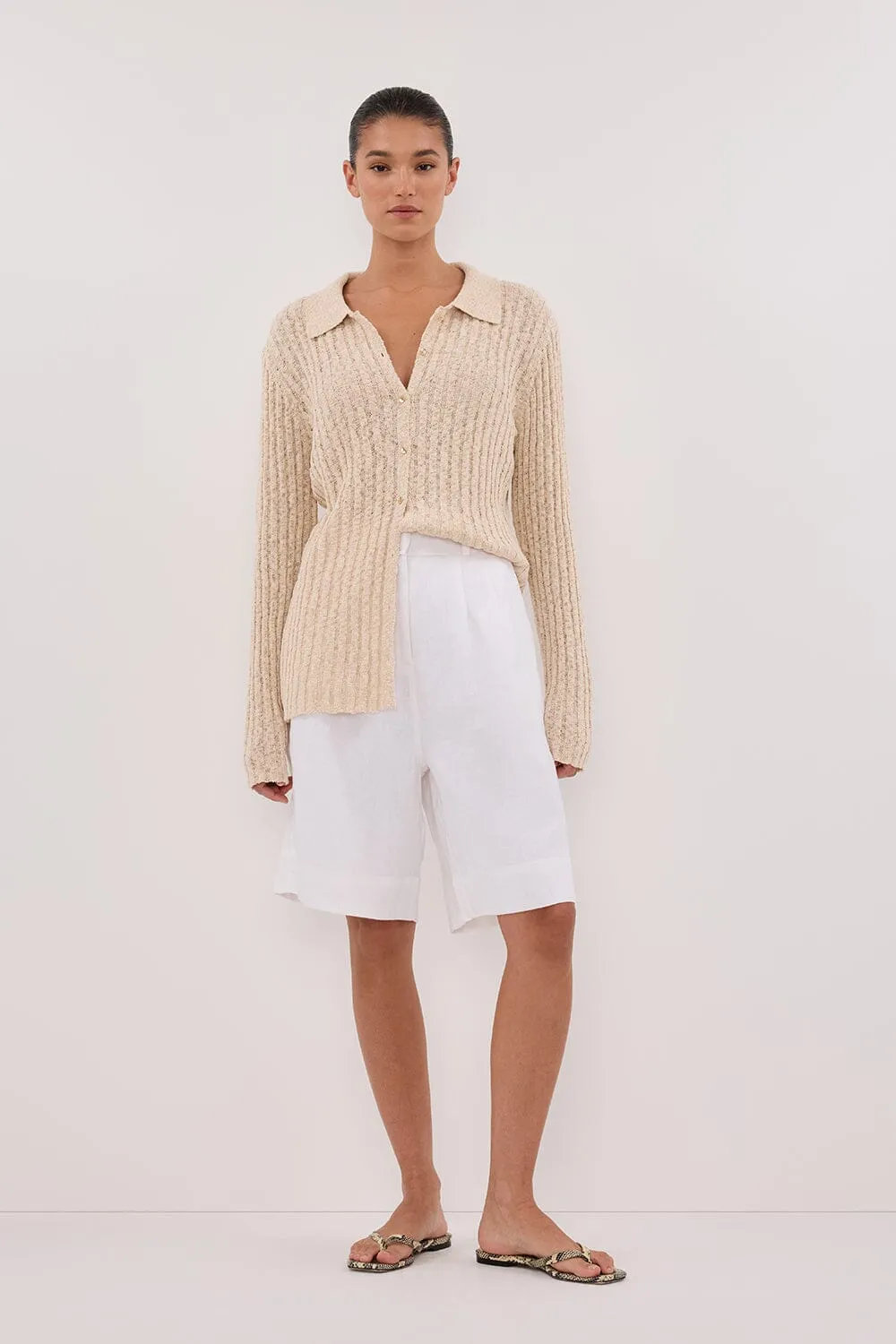 LEN NATURAL LONG SLEEVE KNIT TOP