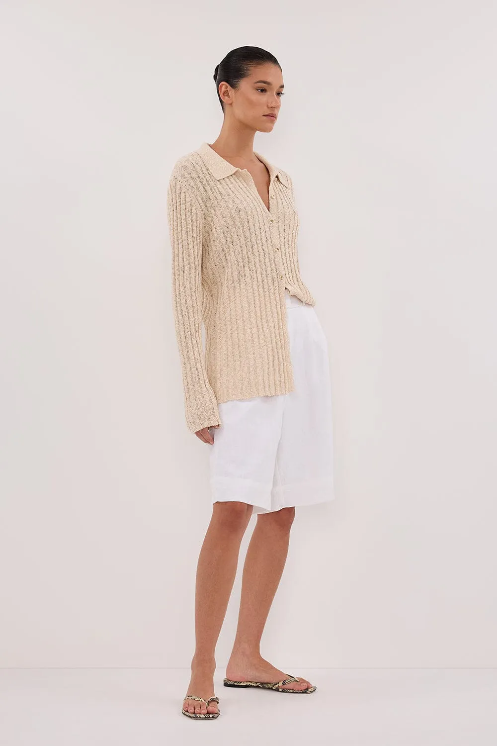 LEN NATURAL LONG SLEEVE KNIT TOP