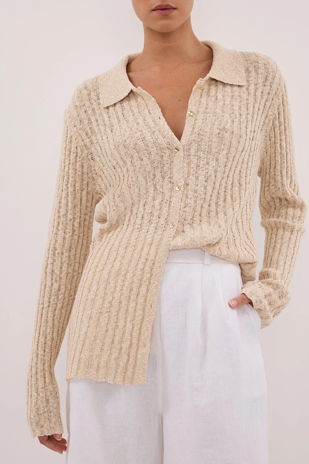 LEN NATURAL LONG SLEEVE KNIT TOP