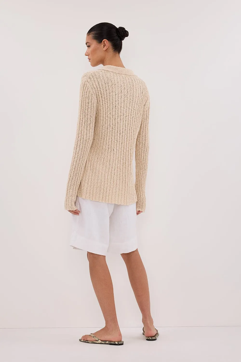 LEN NATURAL LONG SLEEVE KNIT TOP