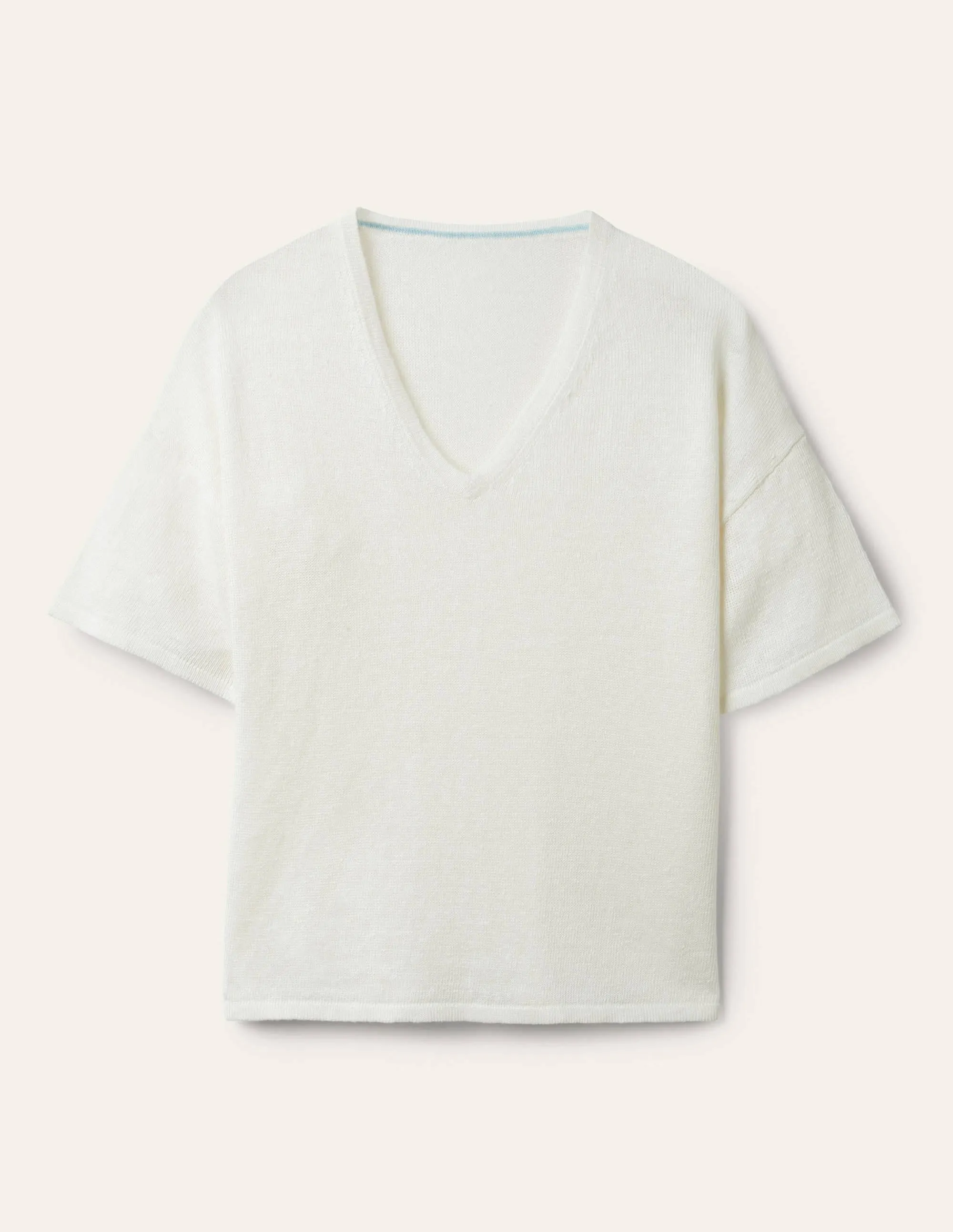 Linen Knitted T-shirt-Ivory