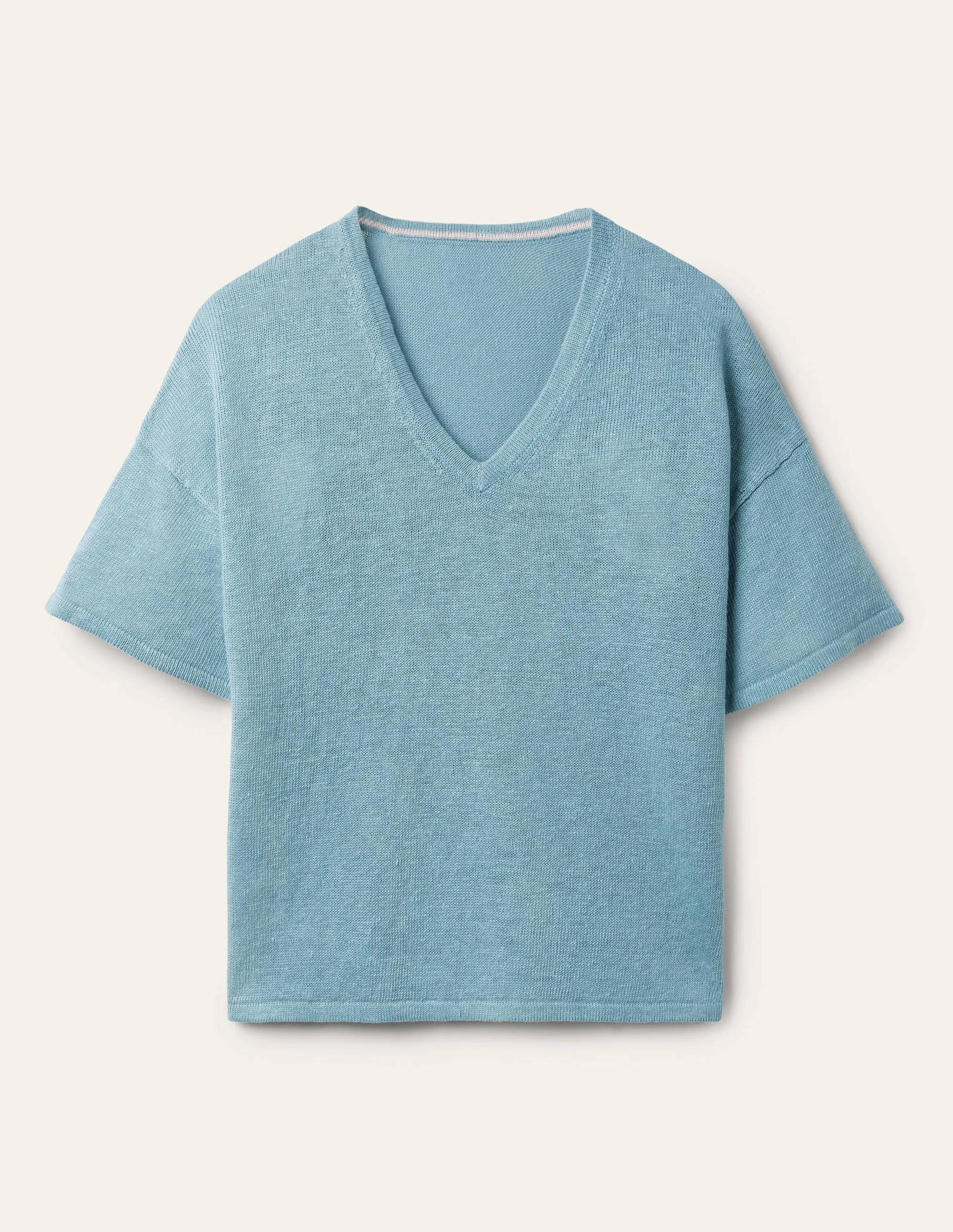 Linen Knitted T-shirt-Larkspur Blue