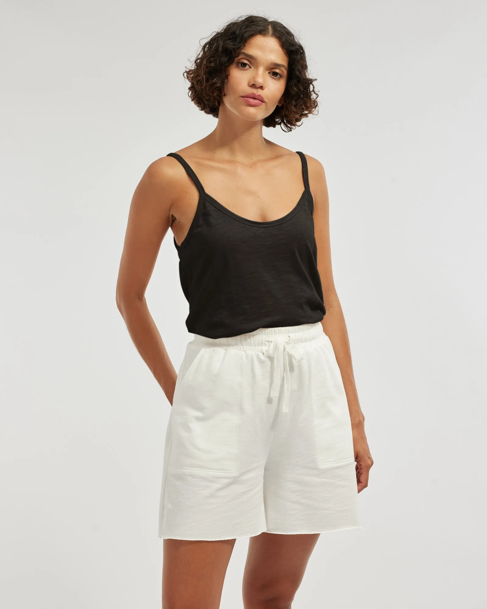 Lise Raw Hem Singlet - Black