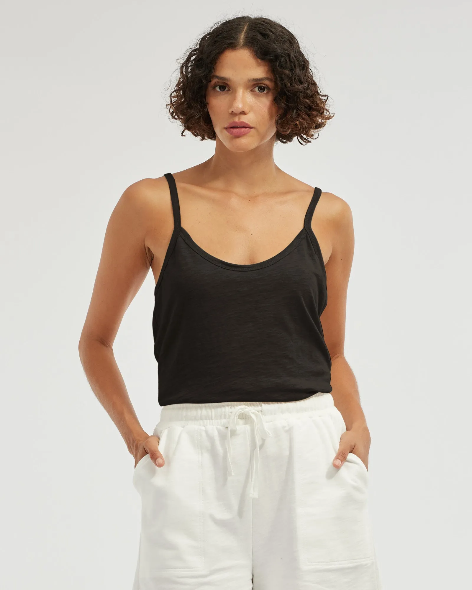 Lise Raw Hem Singlet - Black