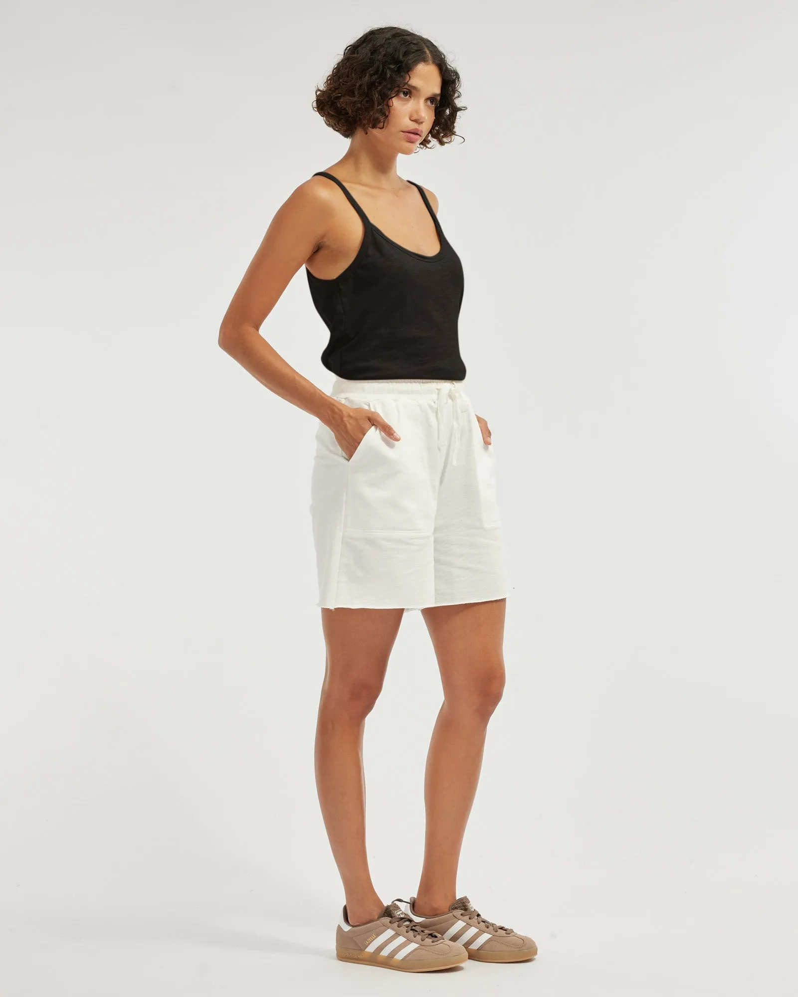 Lise Raw Hem Singlet - Black