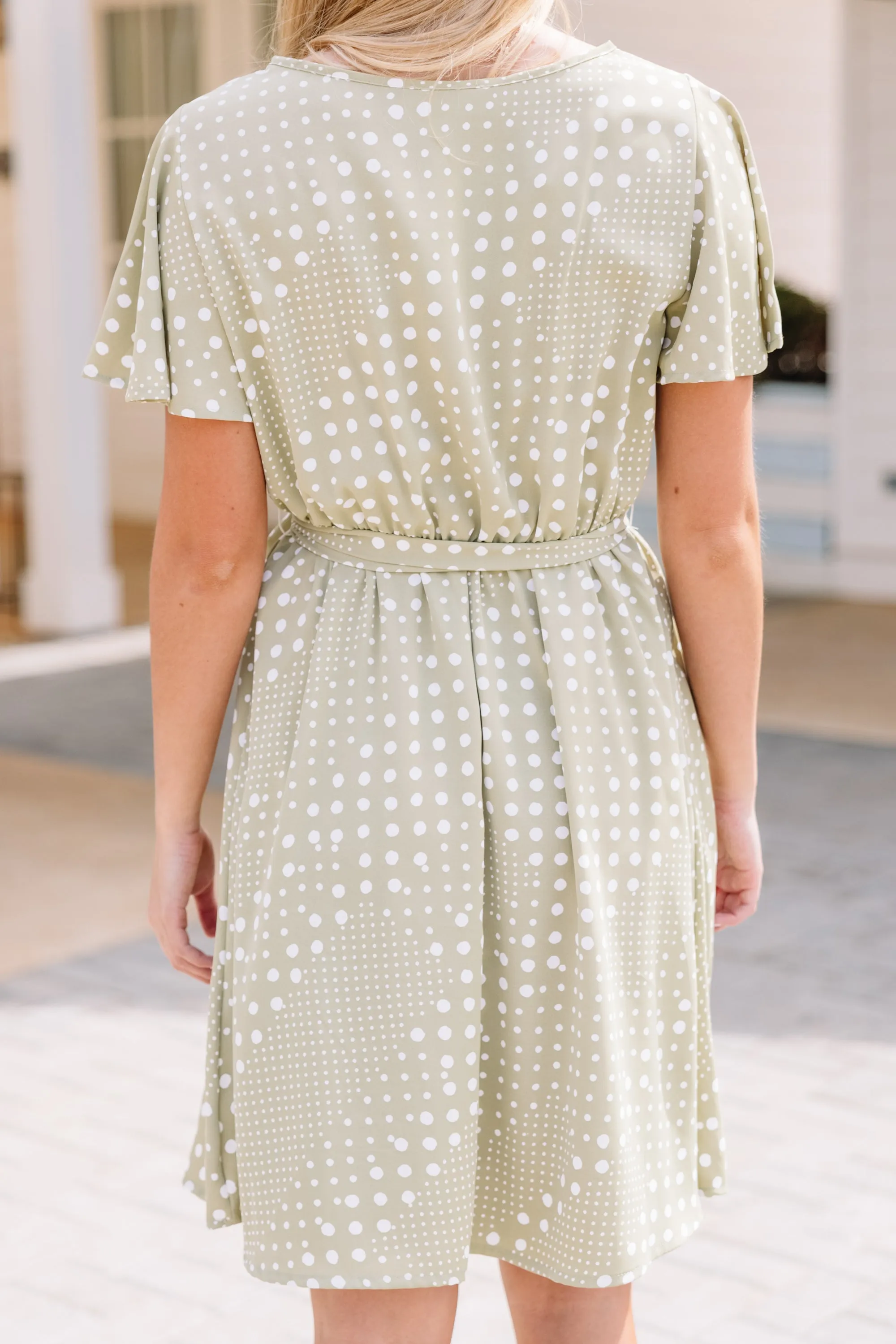 Live For You Sage Green Polka Dot Dress
